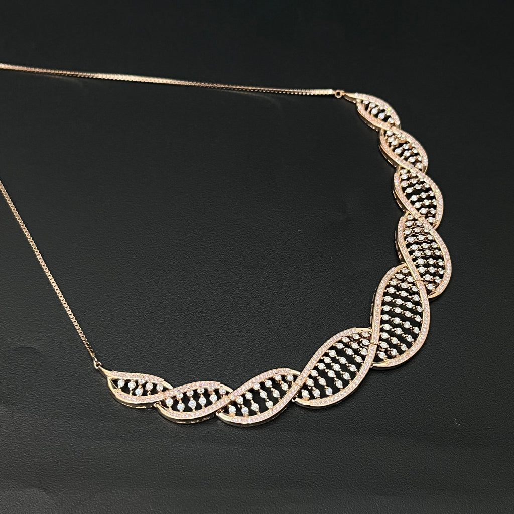 Silver Ladies DNA Design Rosegold Necklace