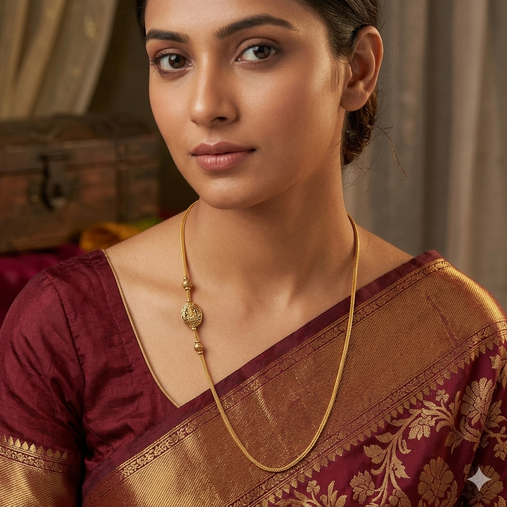 Silver Gold Finished Thali Saradu Oval Lakshmi