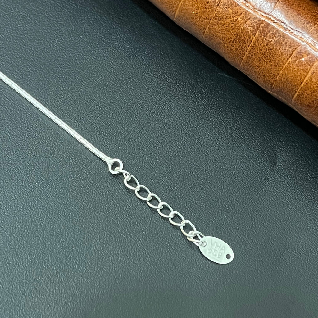 Silver Ladies Anklet Black Center Beads Centre 925