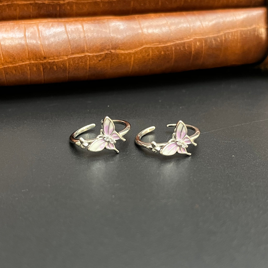 Silver Ladies Toe Rings 925 Butterfly Flaps 925