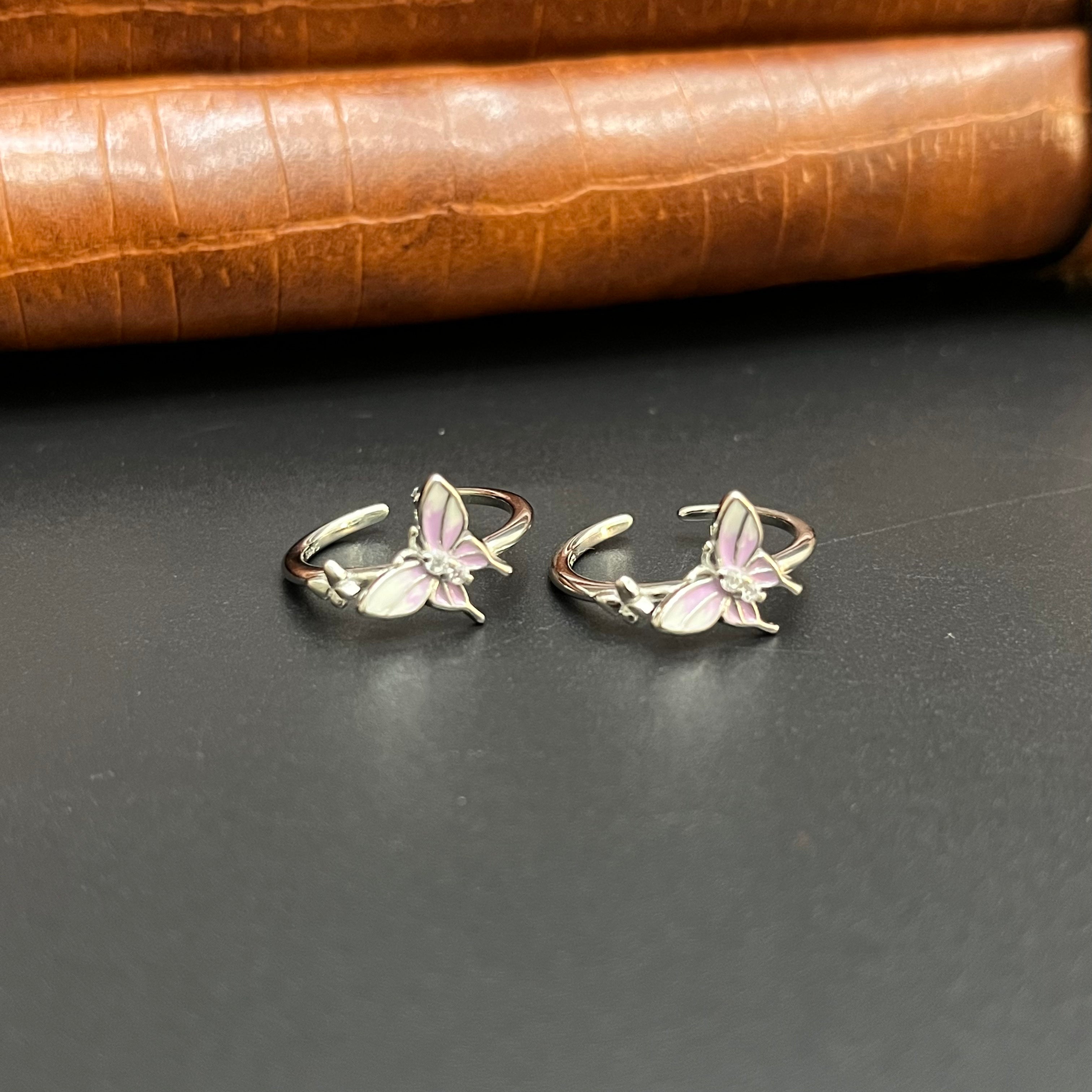 Silver Ladies Toe Rings 925 Butterfly Flaps 925