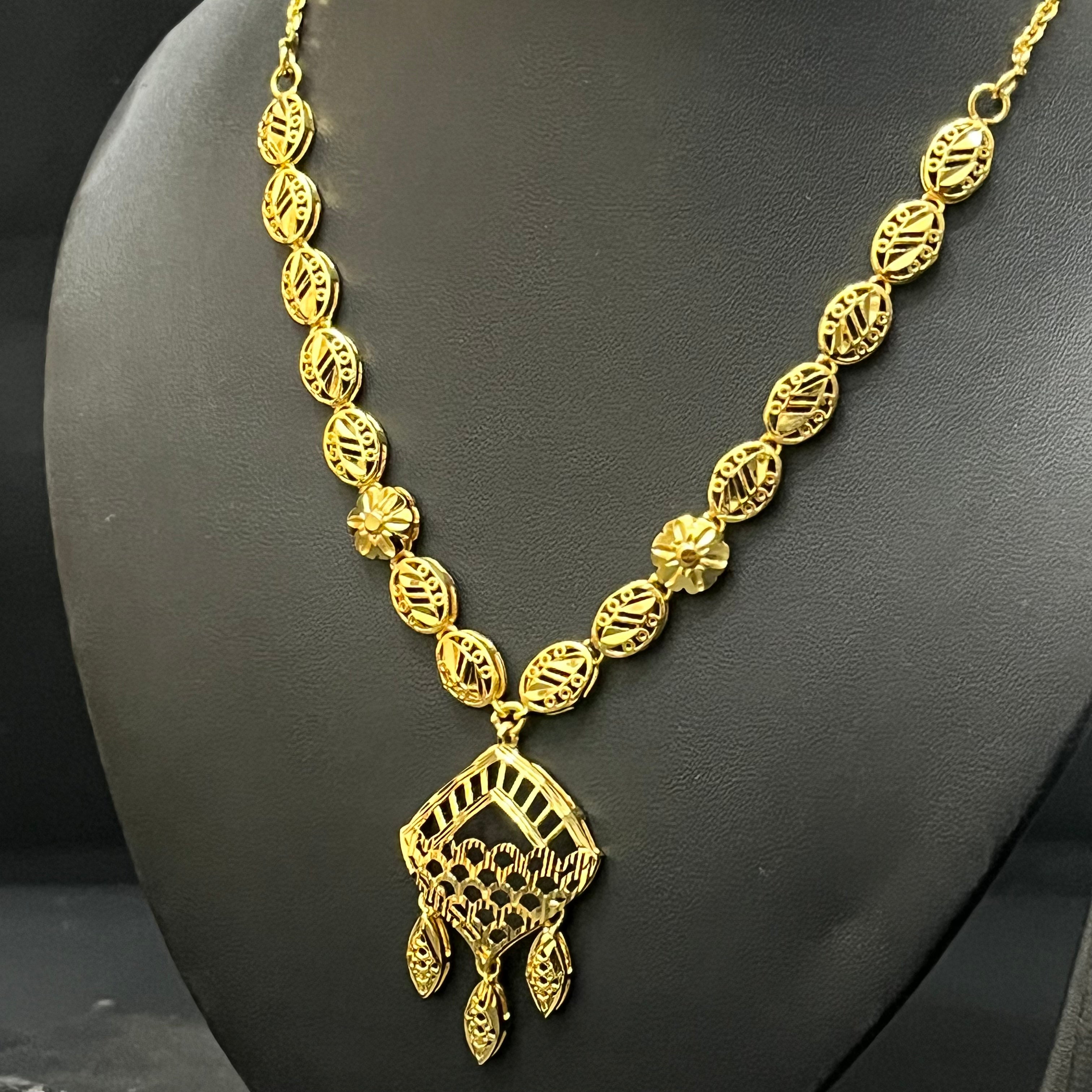 Silver Necklace & Stud Set Gold Finished Turkey Design T3