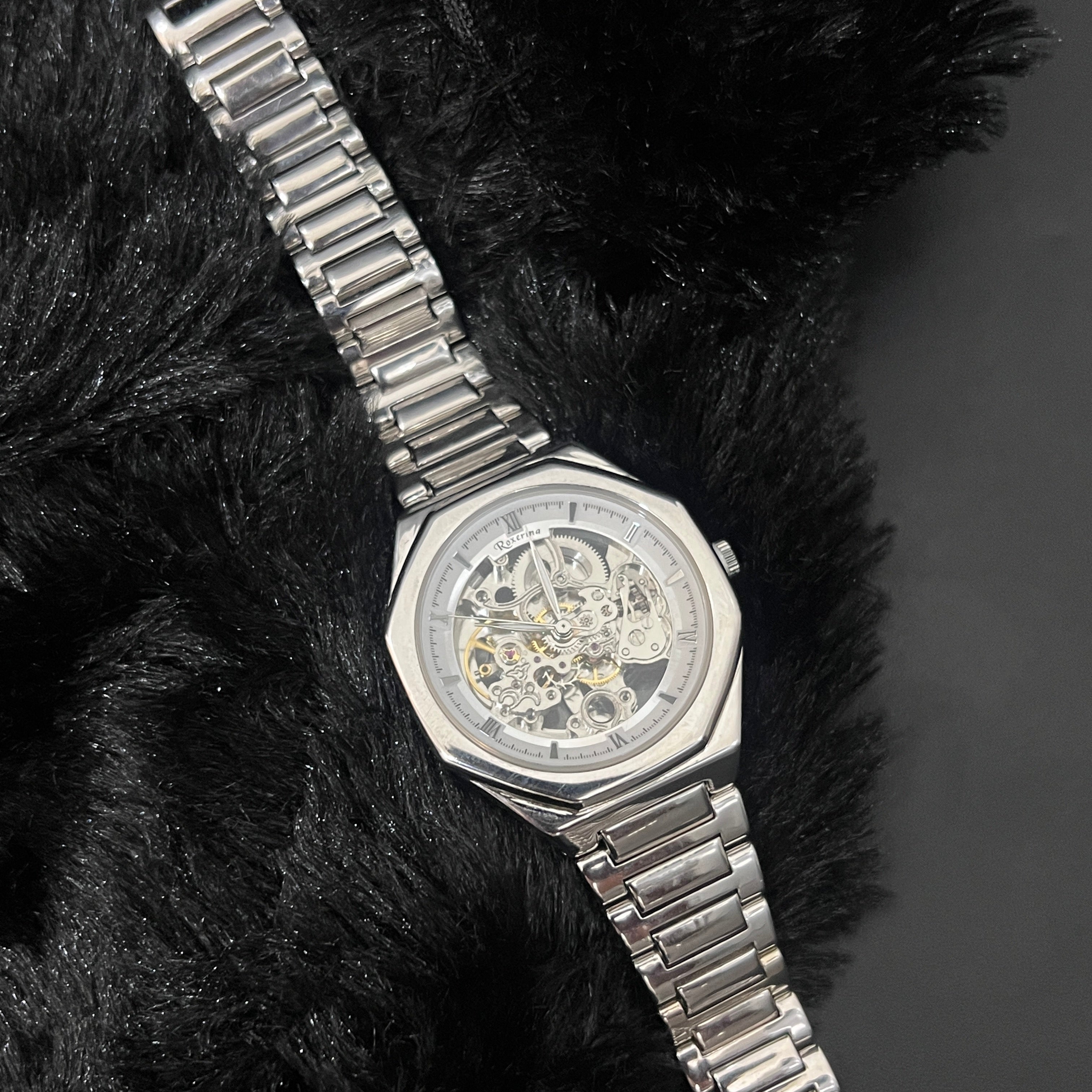 Silver Mens Watch Imperial Open Heart Timepiece 925