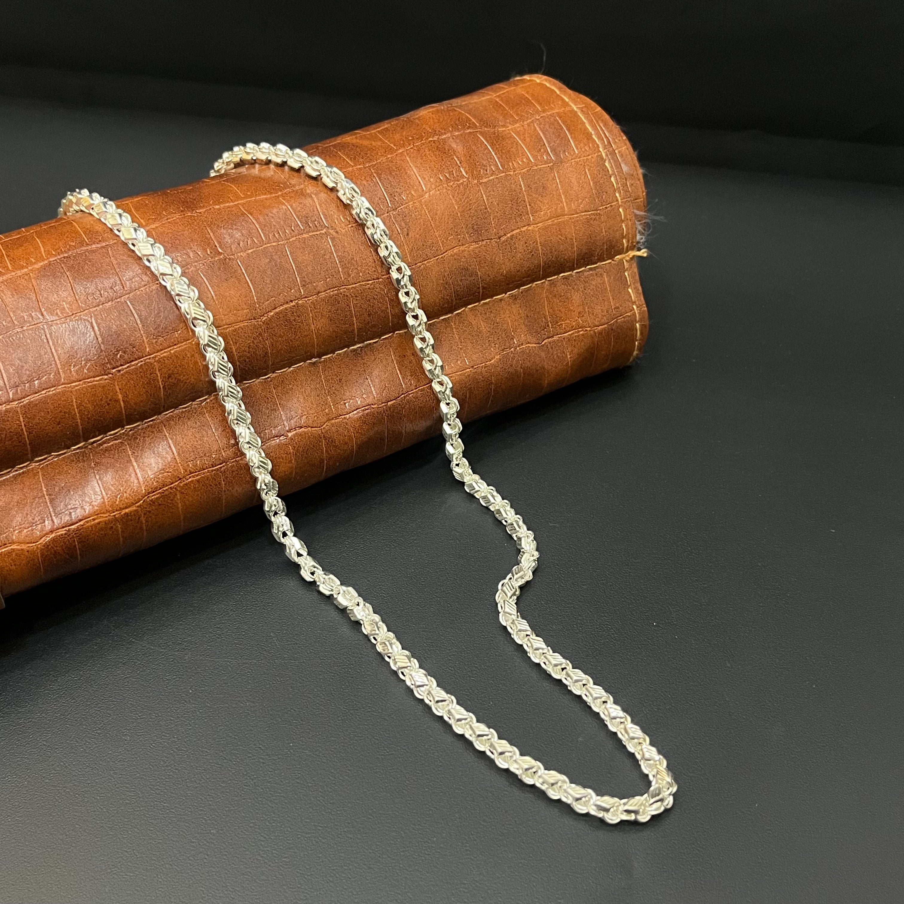 Silver Mens Chain Leaf