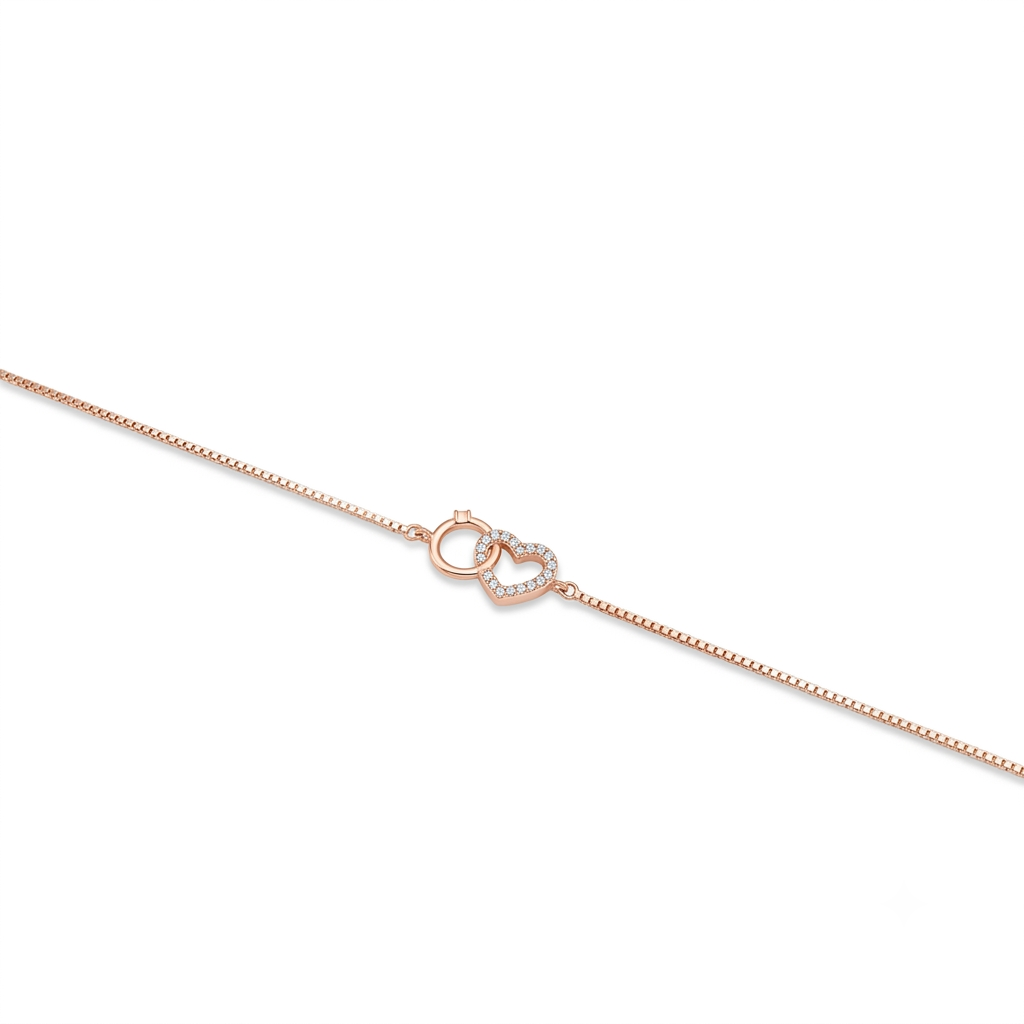 Silver Ladies Bracelet Ring Heart Mess Rose Gold 925