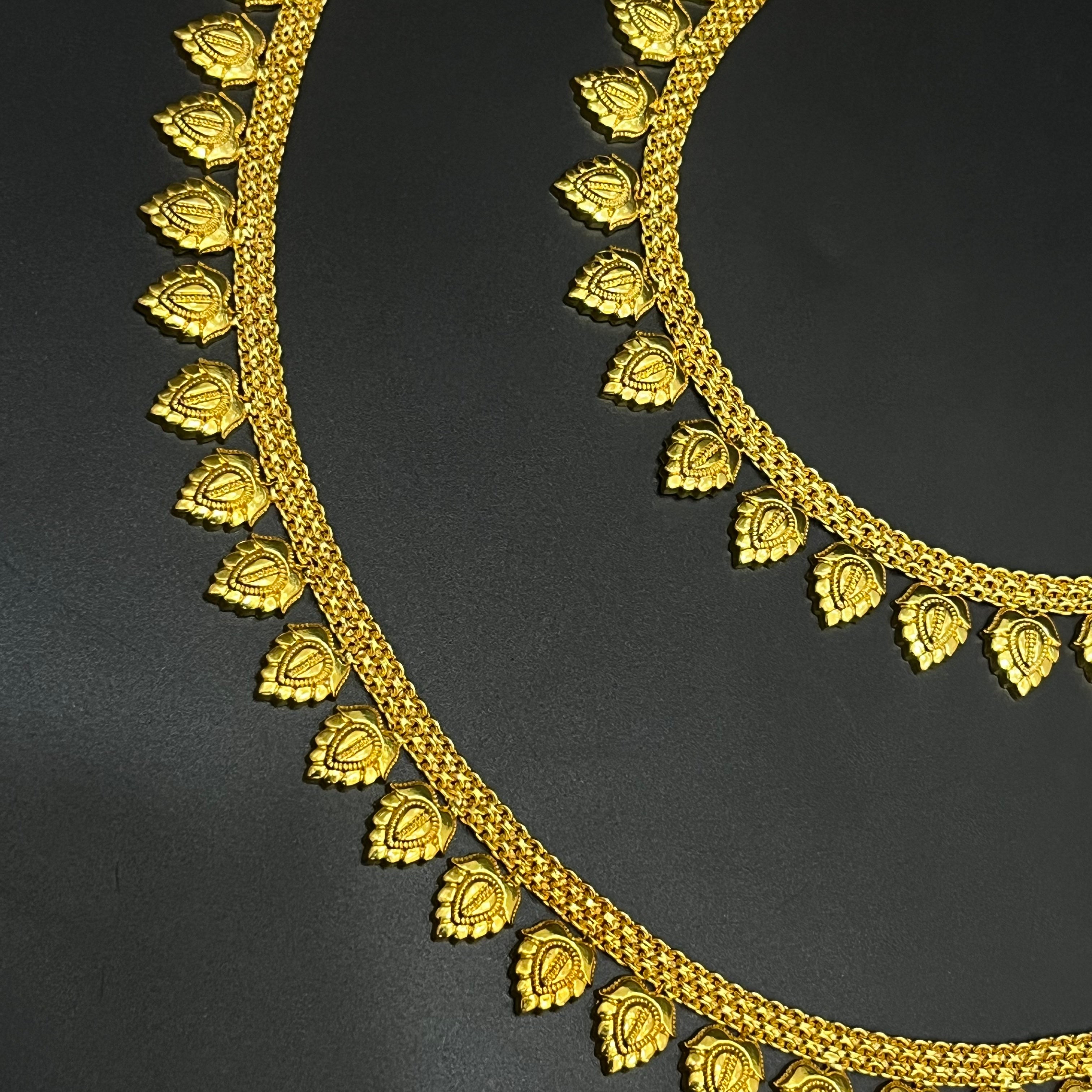 Silver Ladies Necklace And Haram Antique Mango Textured Gold Finish 925