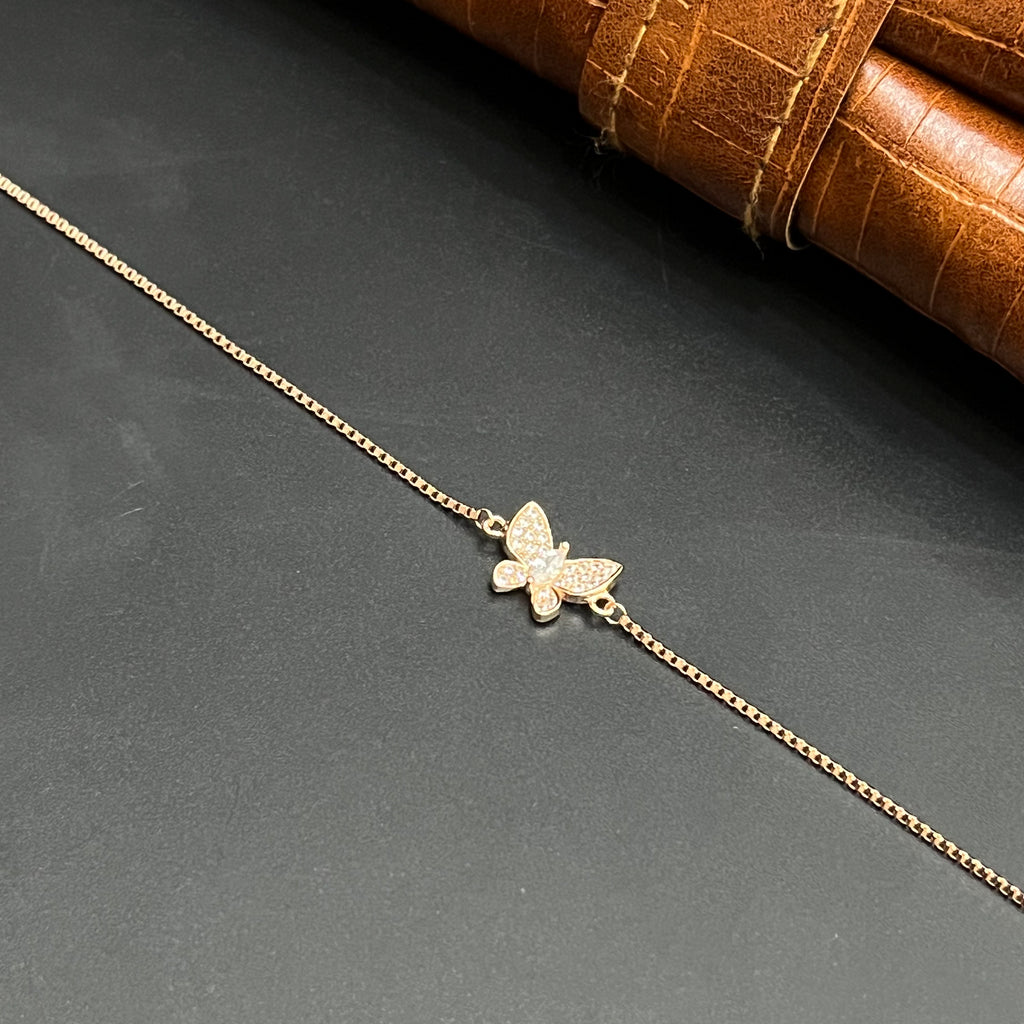 Silver Ladies Bracelet Beautiful Butterfly Rose Gold 925