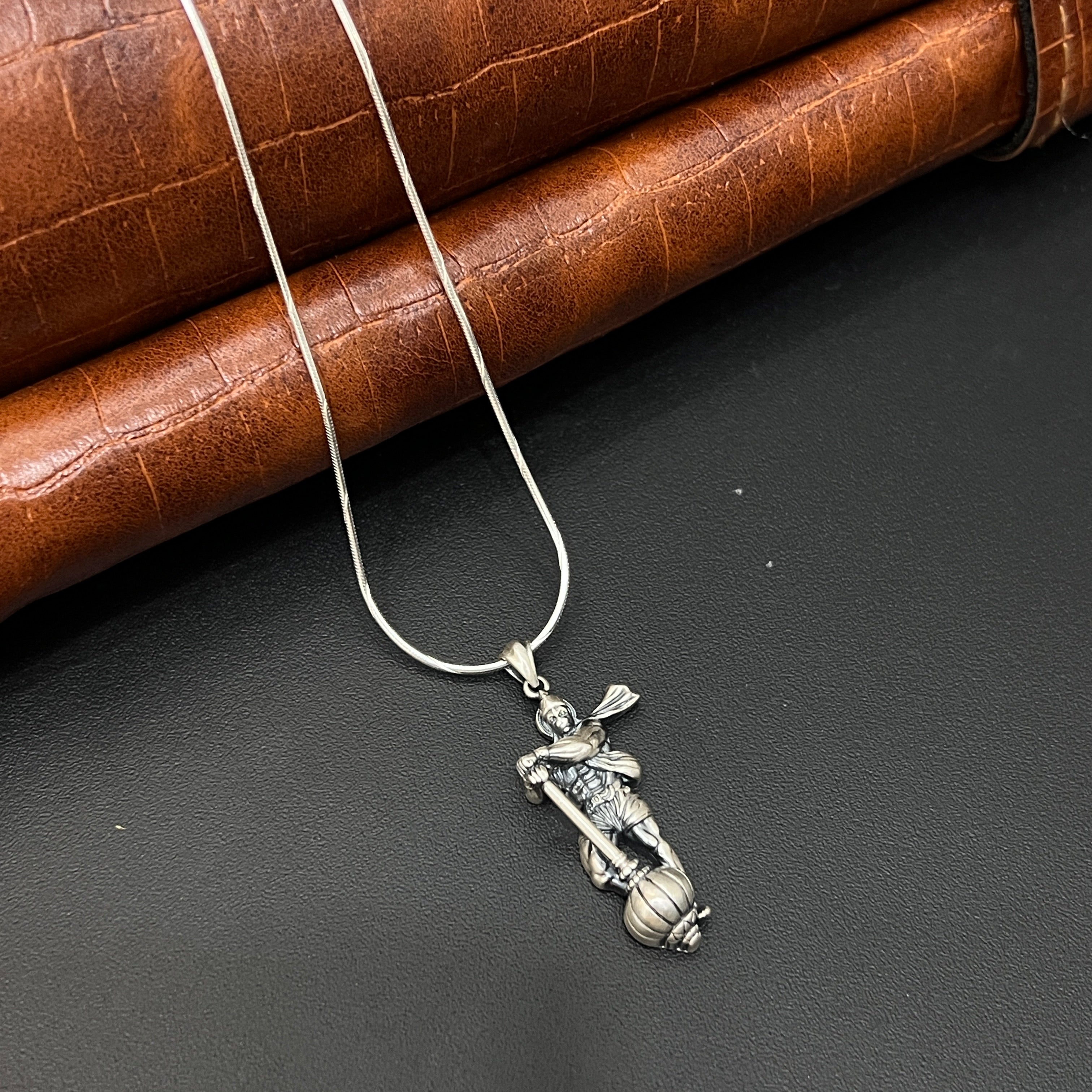 Silver Hanuman Pendant Matte Finished
