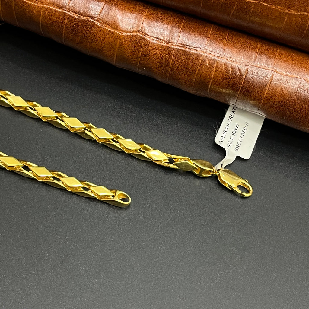 Silver Mens Chain Kathli Luxury Chain Rope Gold Finish M02 925