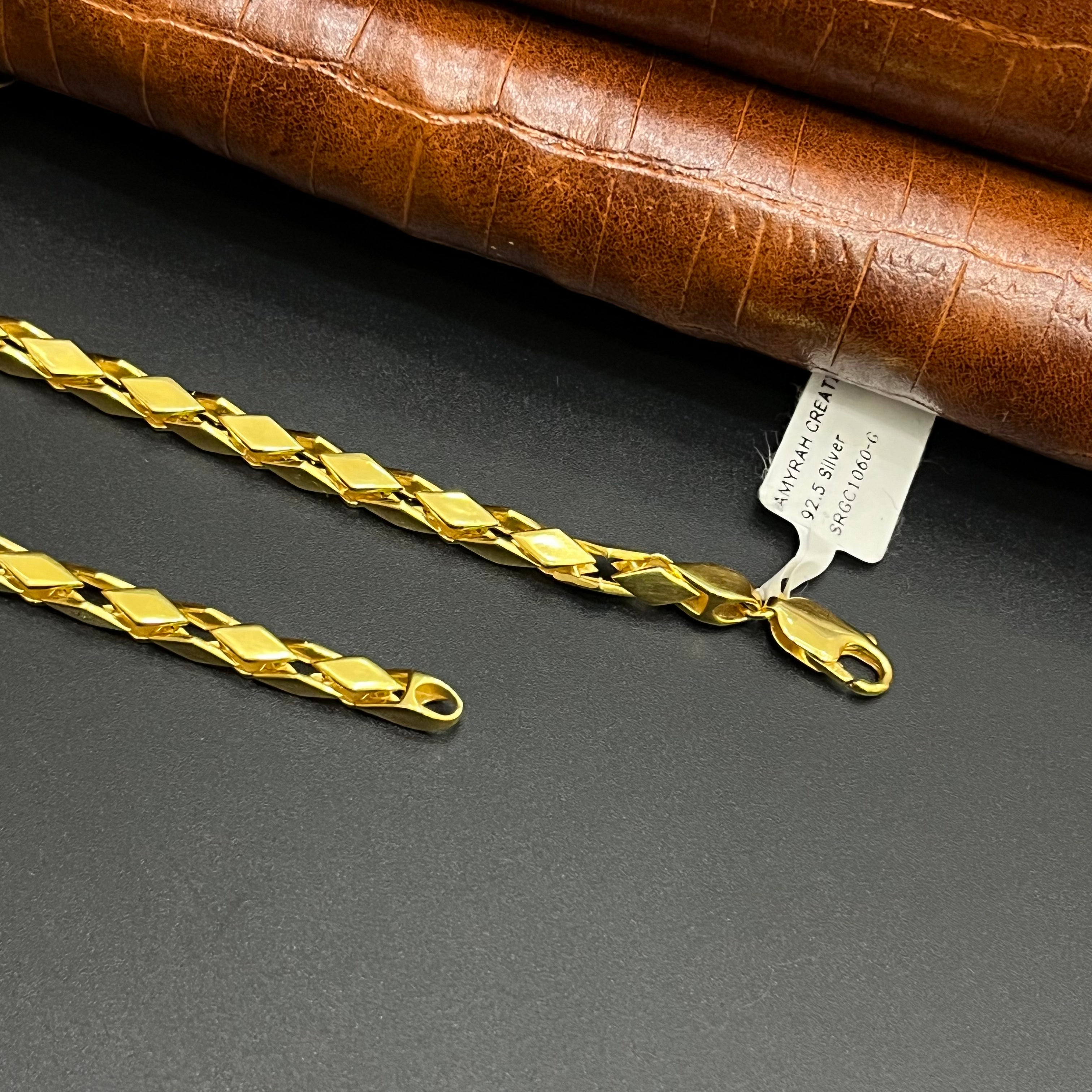 Silver Mens Chain Kathli Luxury Chain Rope Gold Finish M02 925