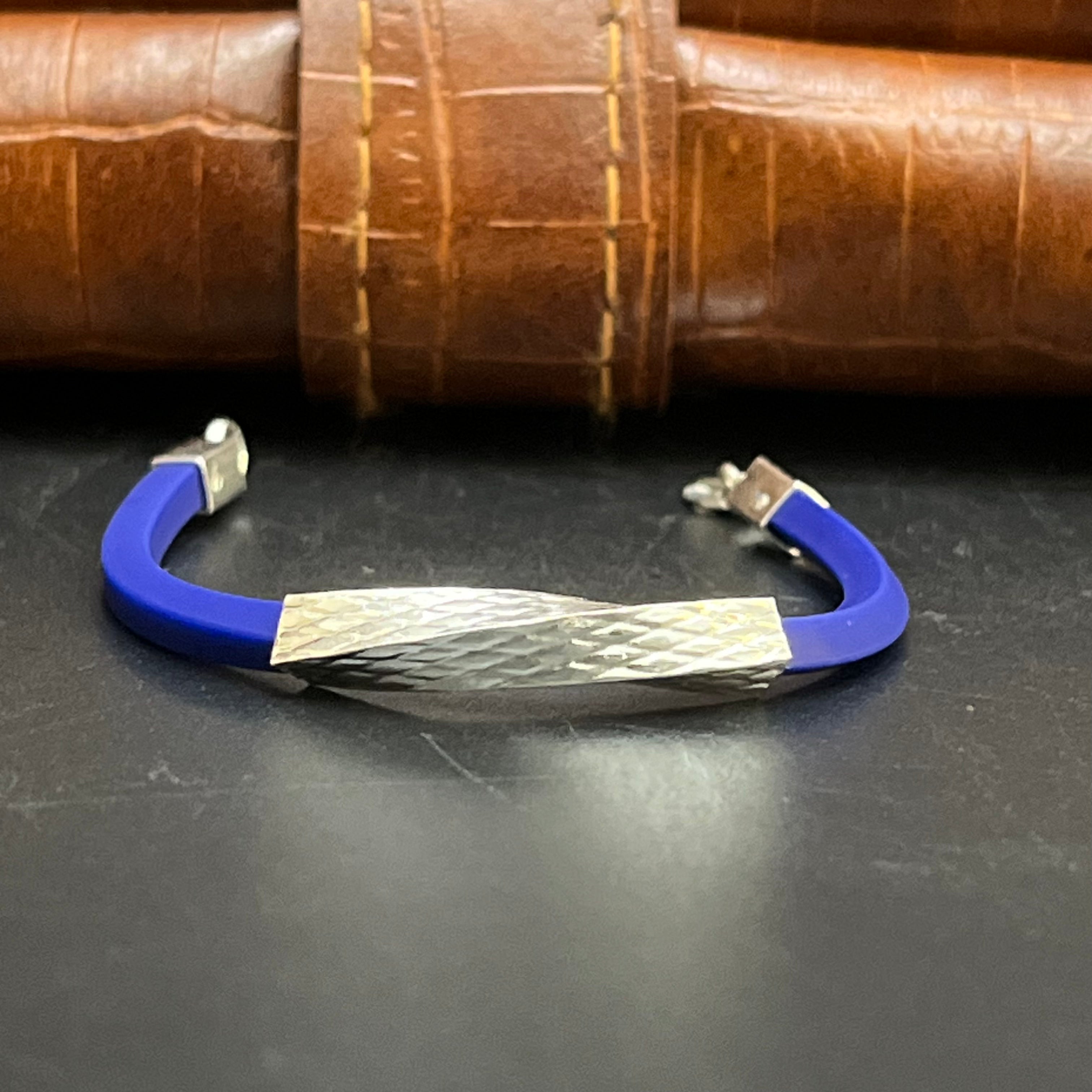 Silver Kids Bracelet Twist Blue Band 925