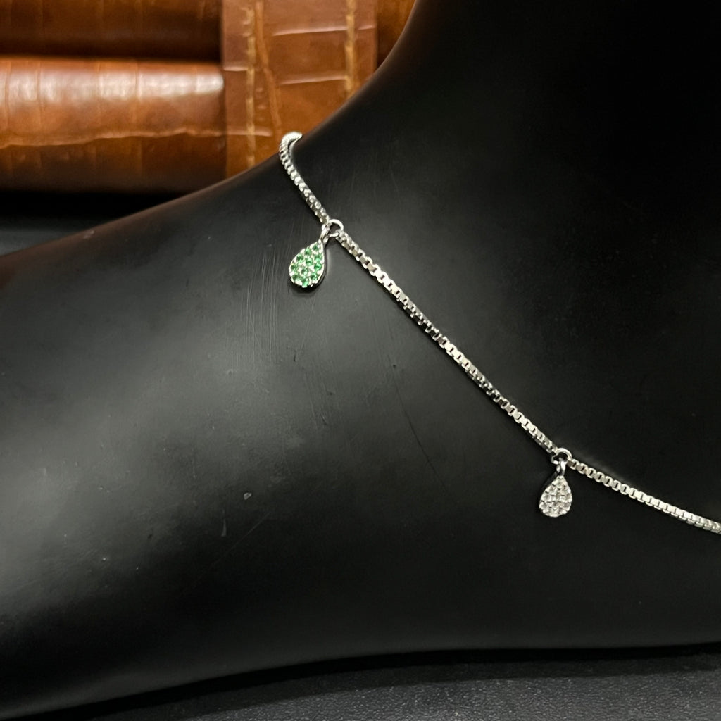 Silver Ladies Anklet Luna Drop M01 925