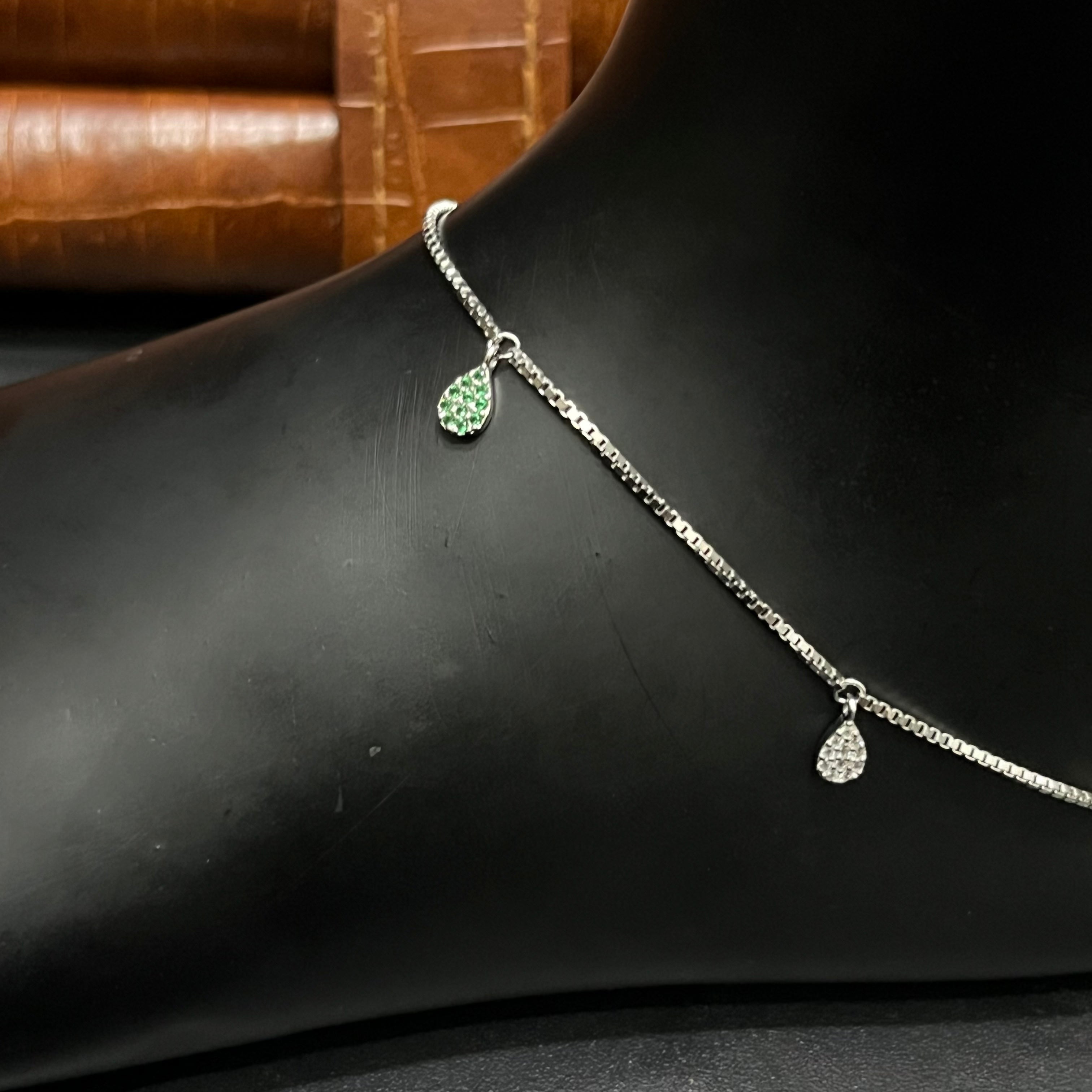 Silver Ladies Anklet Luna Drop M01 925