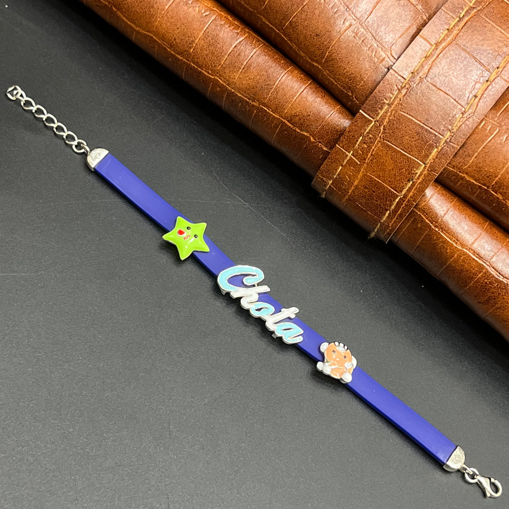 Silver Kids Bracelet Cute Characters Charms CHOTA Blue Band 925