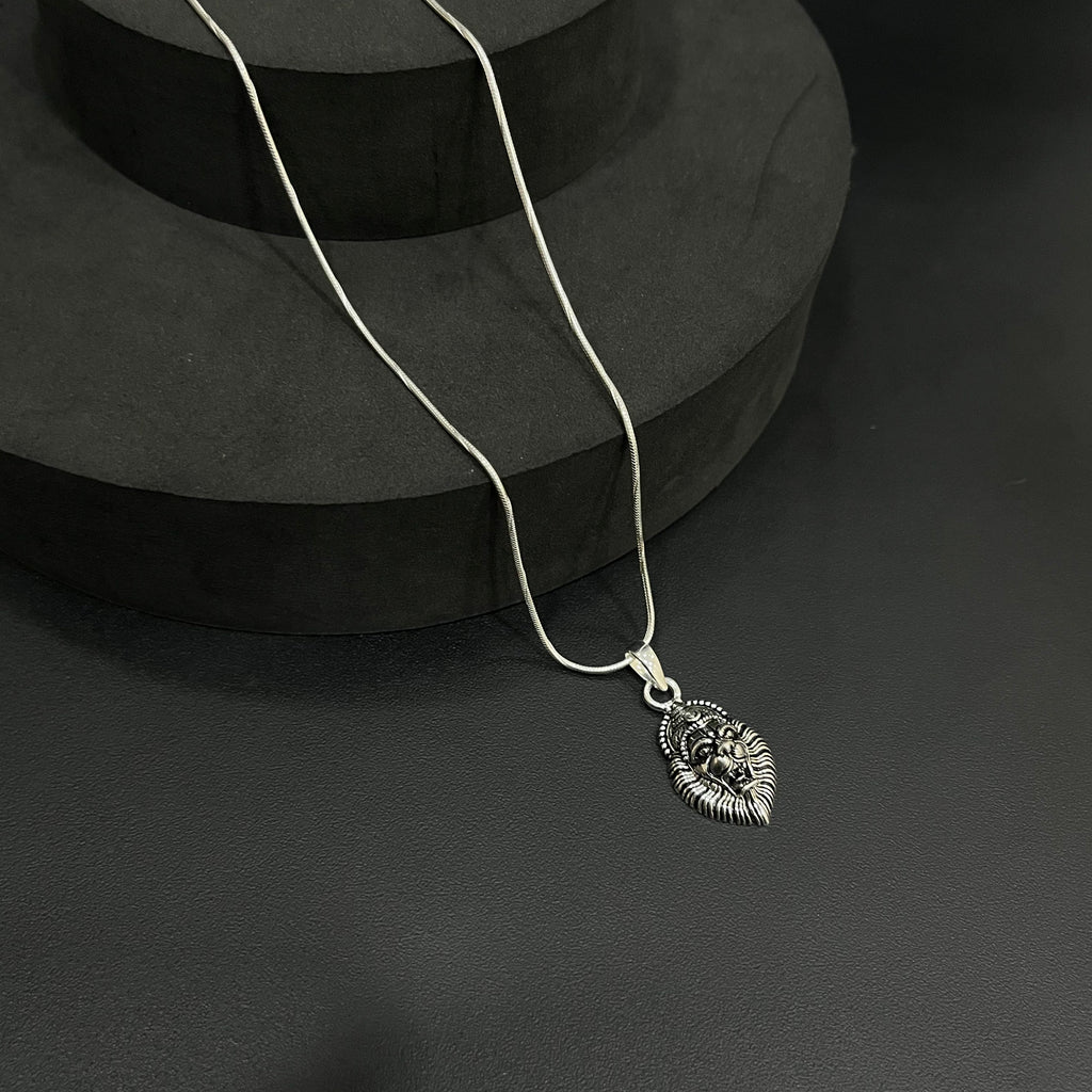 Silver Lion Pendant Antique Finished