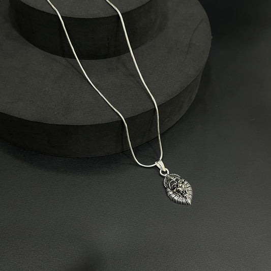 Silver Lion Pendant Antique Finished