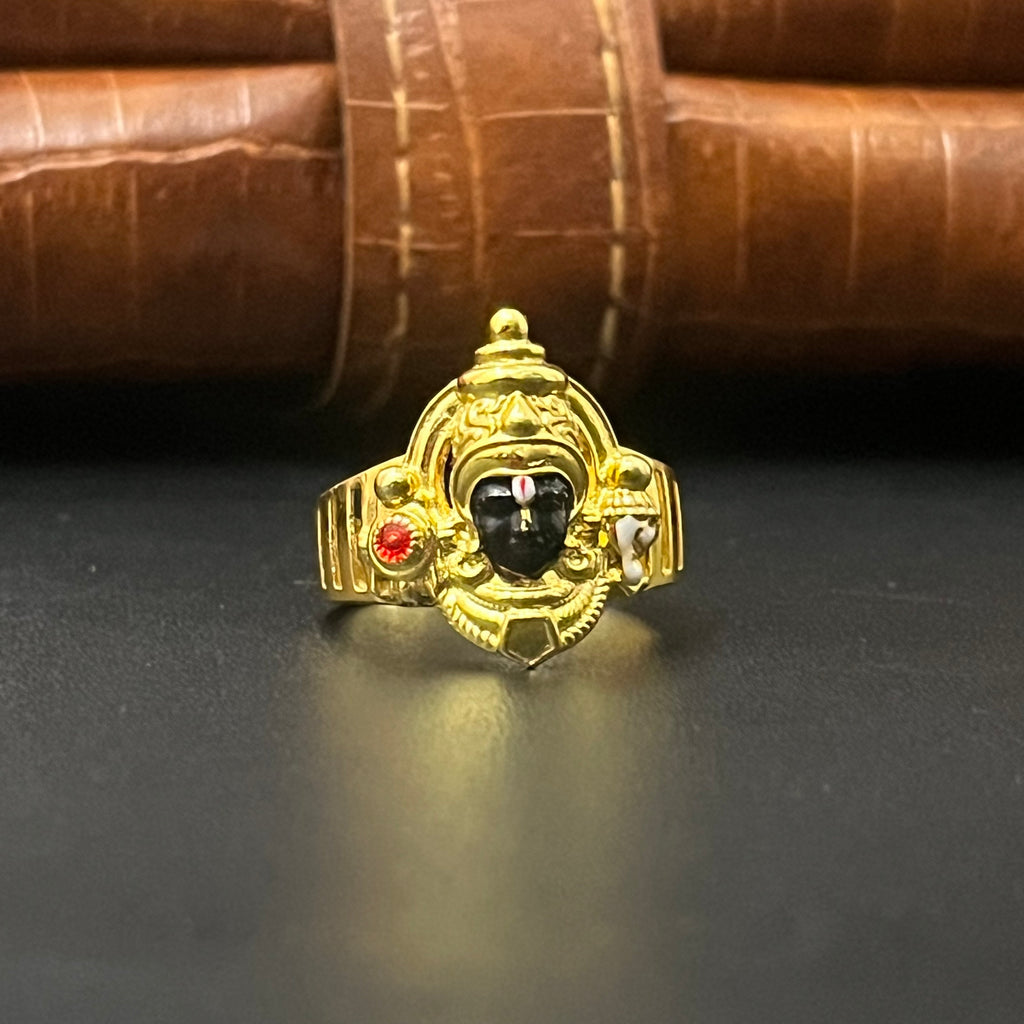 Silver Ring Tirupathi BalajiI Half Face Gold Finished 925 6