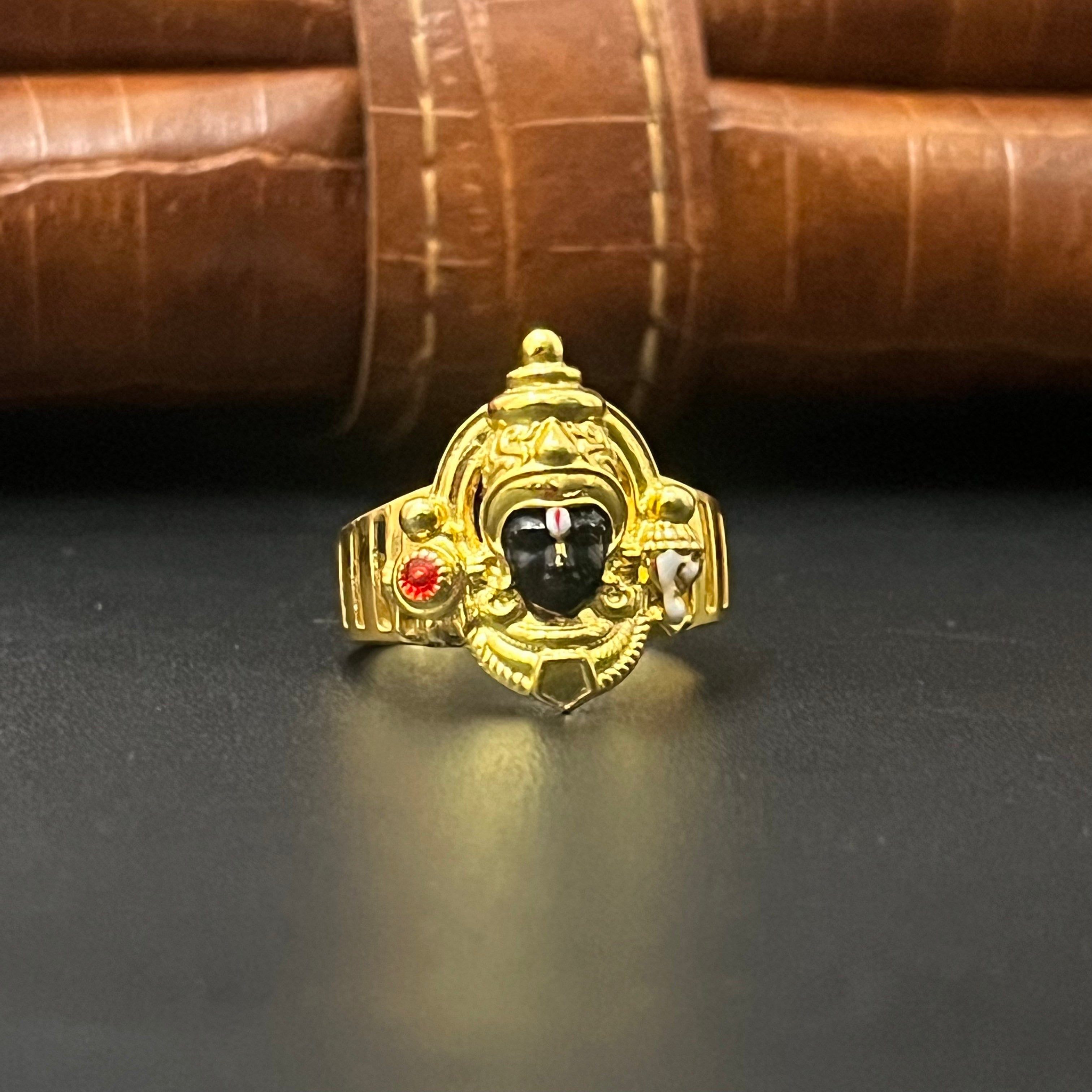 Silver Ring Tirupathi BalajiI Half Face Gold Finished 925 6
