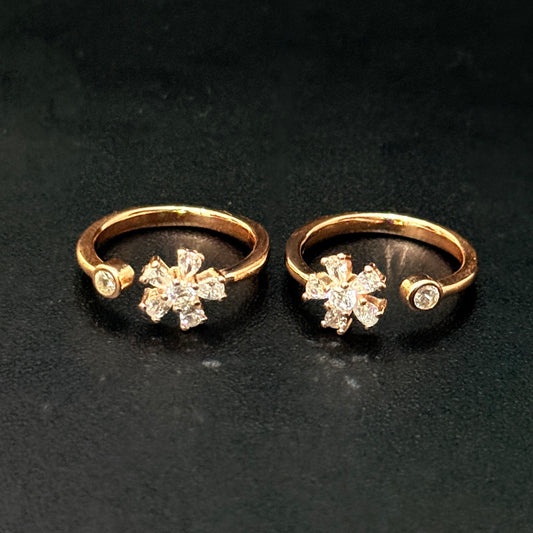 Silver Ladies Toe Rings Floral RG