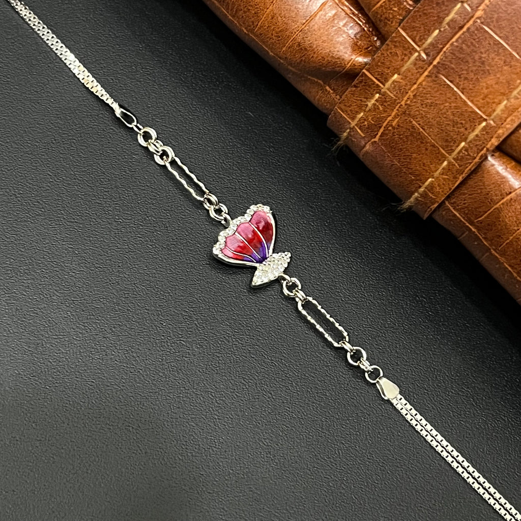 Silver Ladies Bracelet Epoxy Butterfly 925 E03