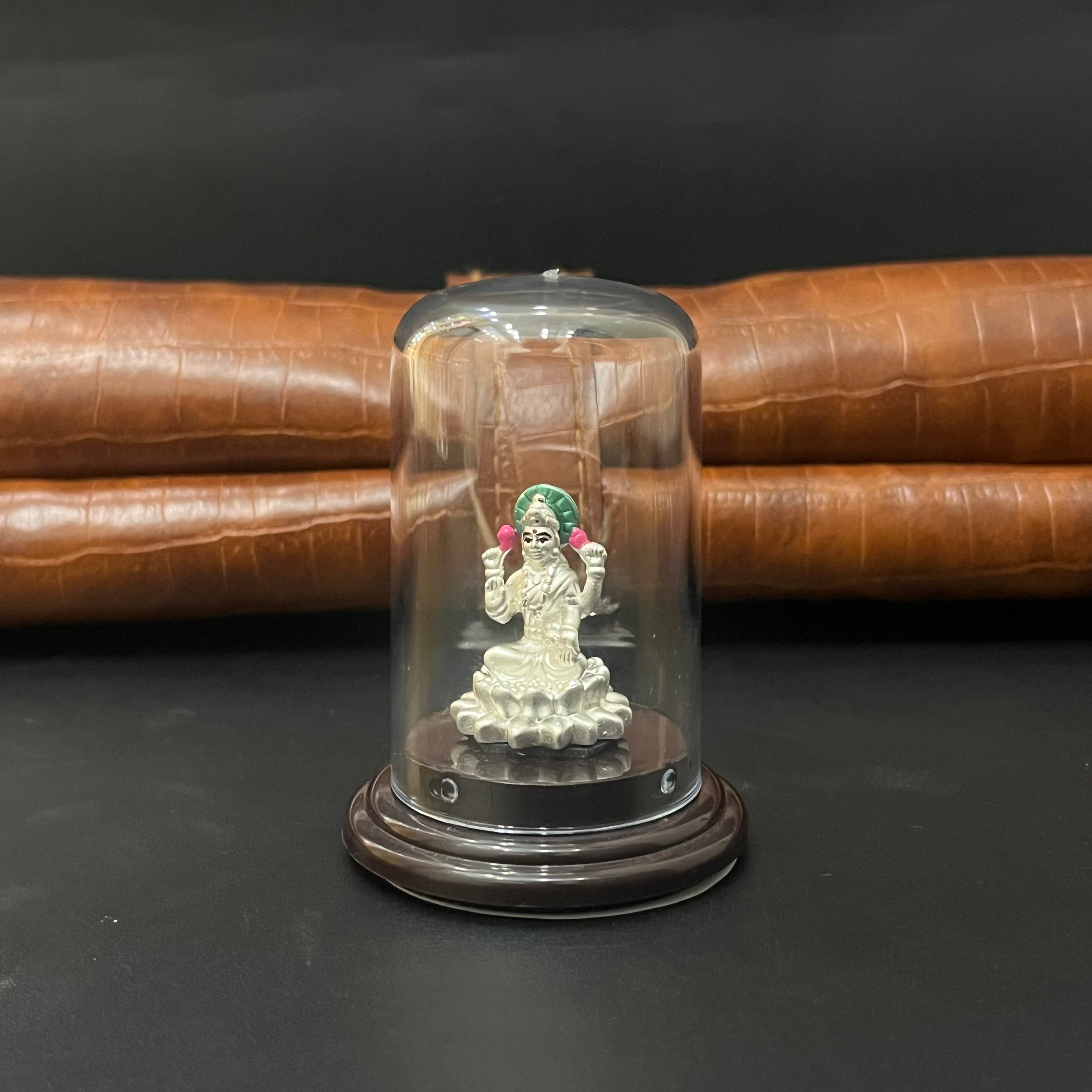 Silver Lakshmi Idol Pink And Green 925
