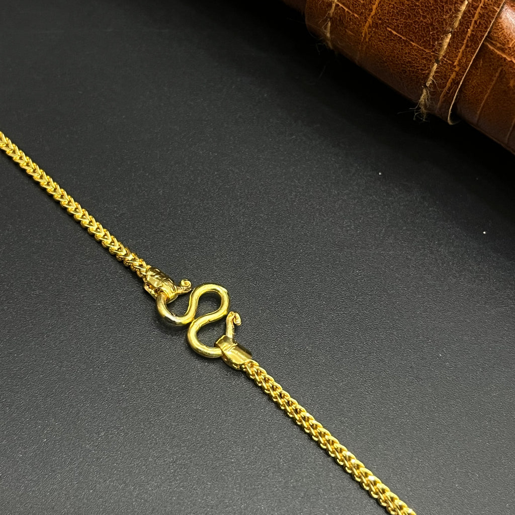 Silver Unisex Chain Flat Plain Chain Gold Finish M01 925