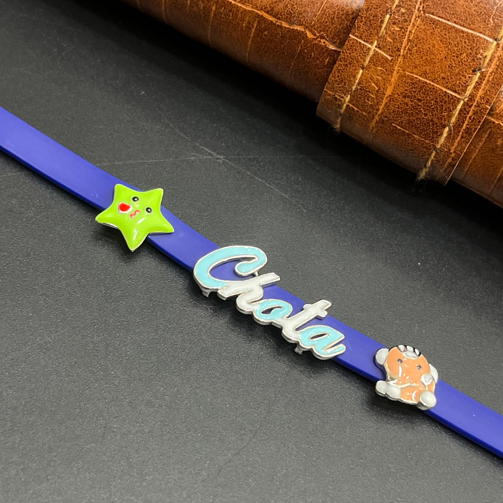 Silver Kids Bracelet Cute Characters Charms CHOTA Blue Band 925