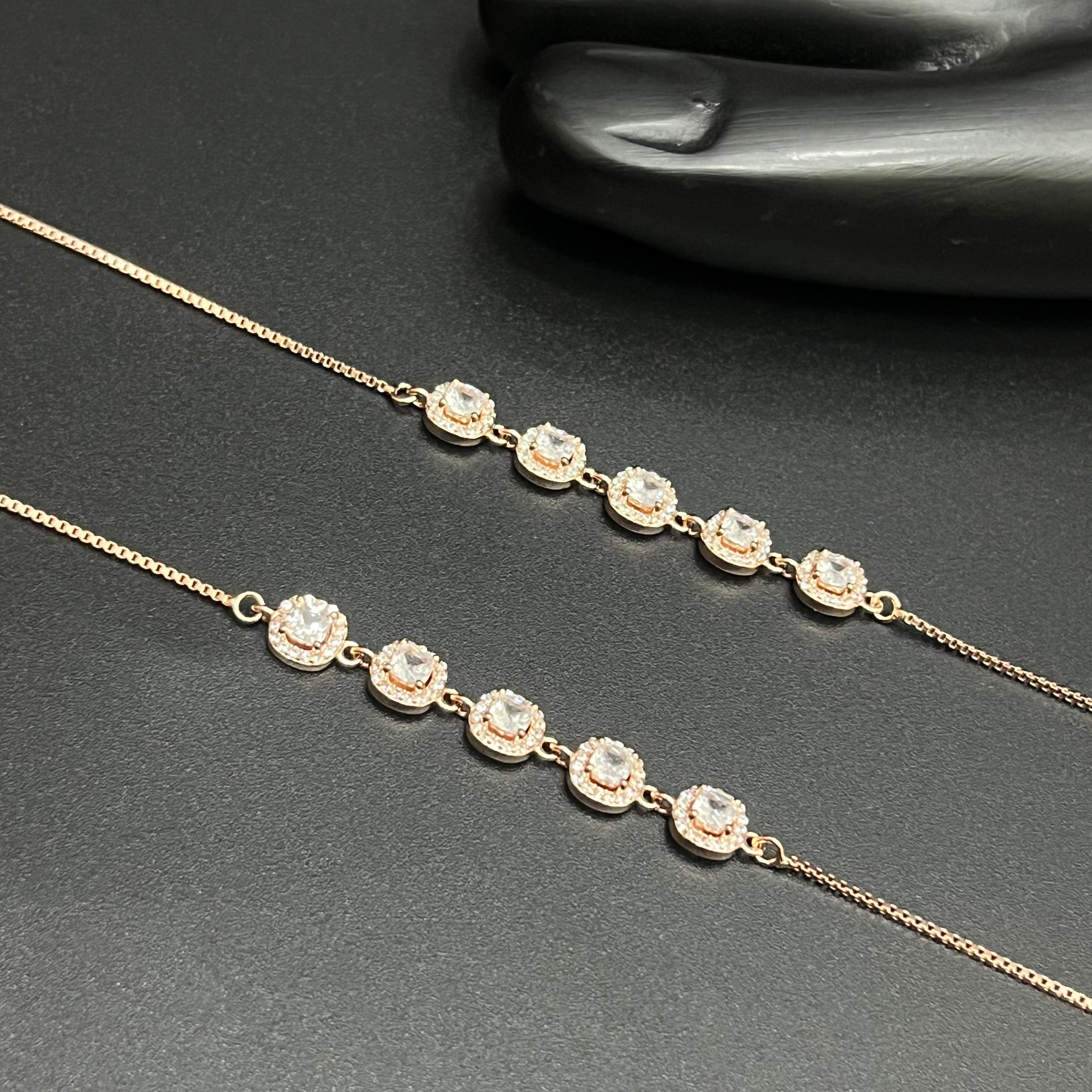 Silver Ladies Anklet Elegant Bloom Circle Rose Gold  925