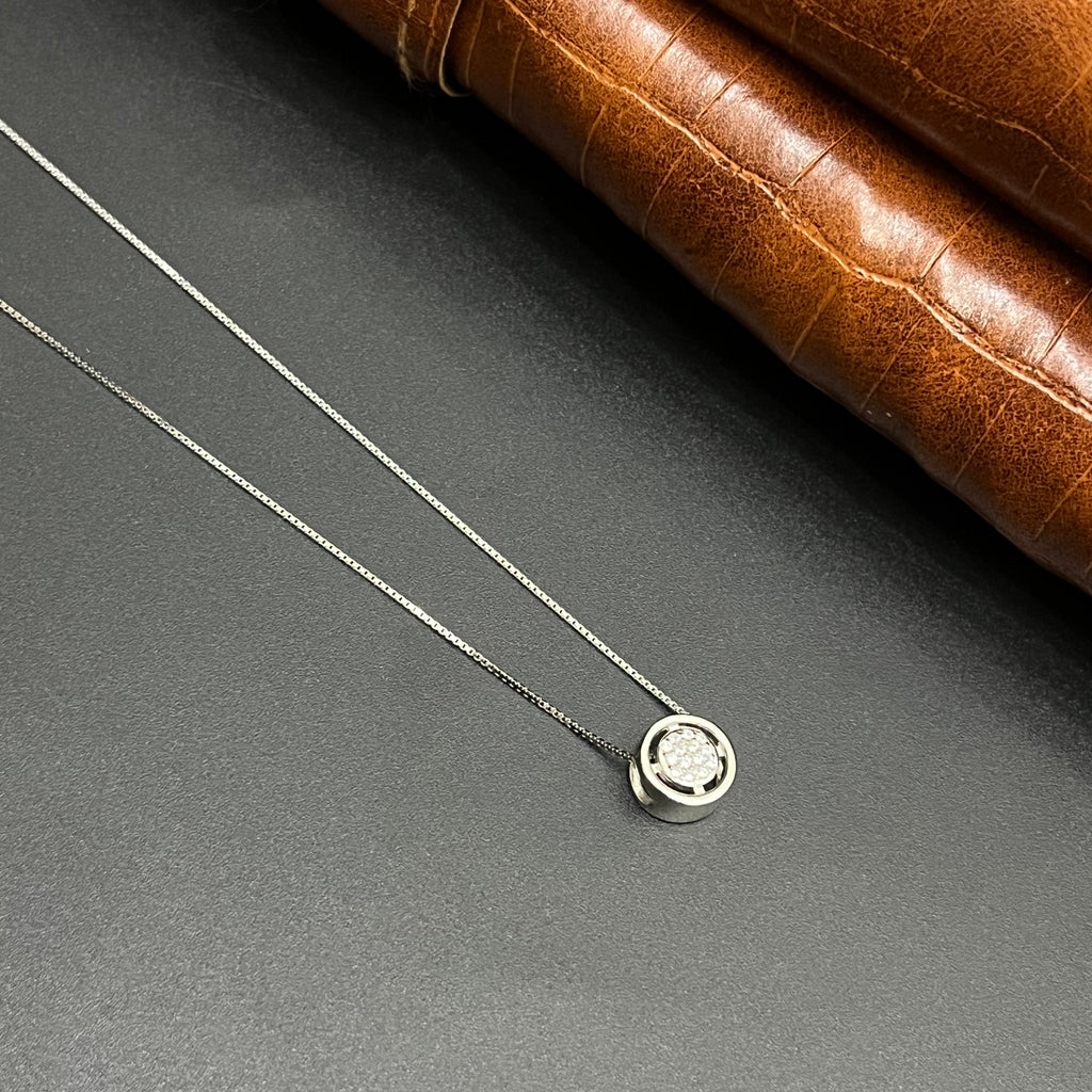 Silver Ladies Pendant Chain Solitare Big Dic Crystal 925