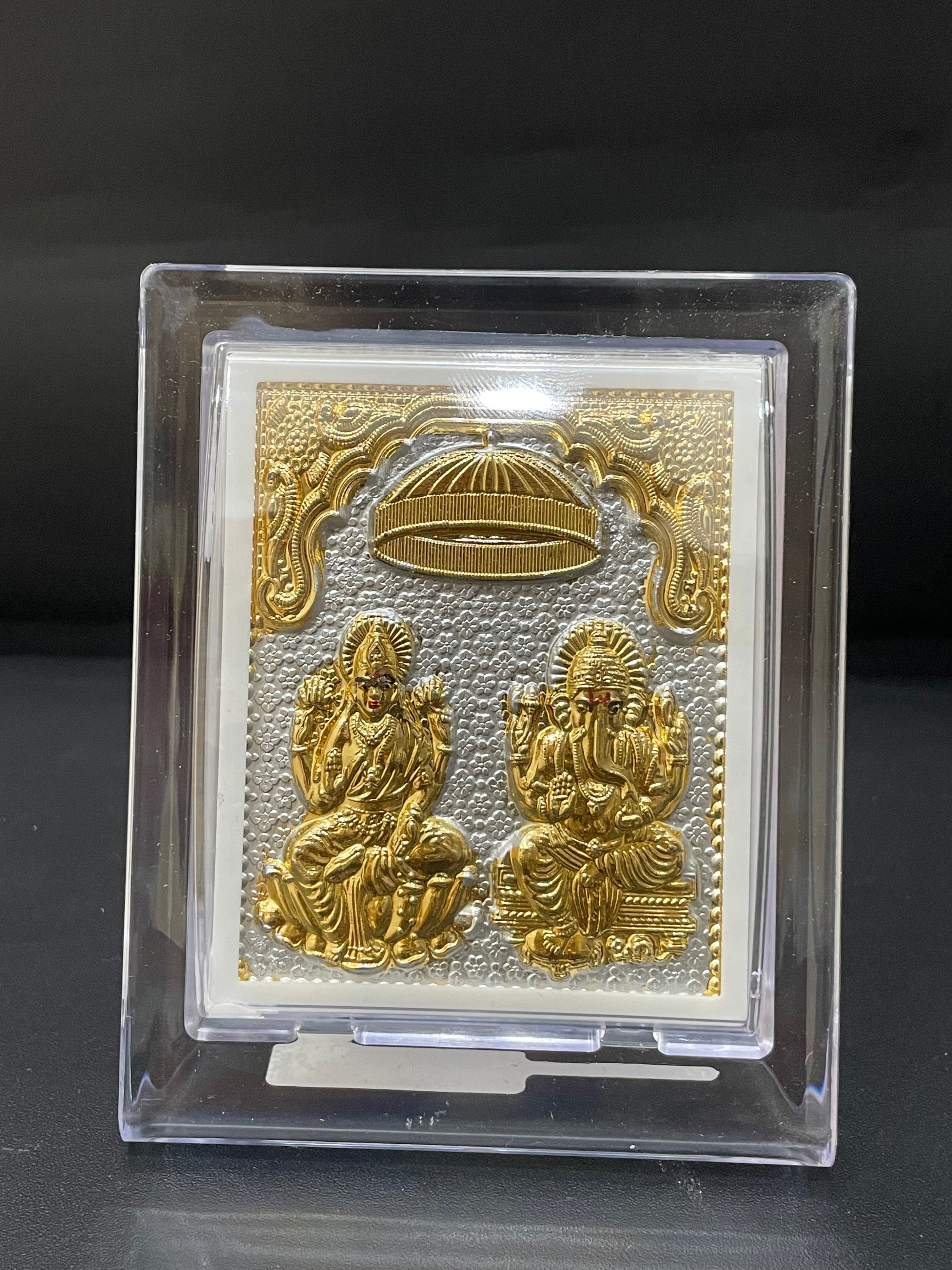 Silver Lakshmi and Vinayagar Gold Finished Frame 999 S