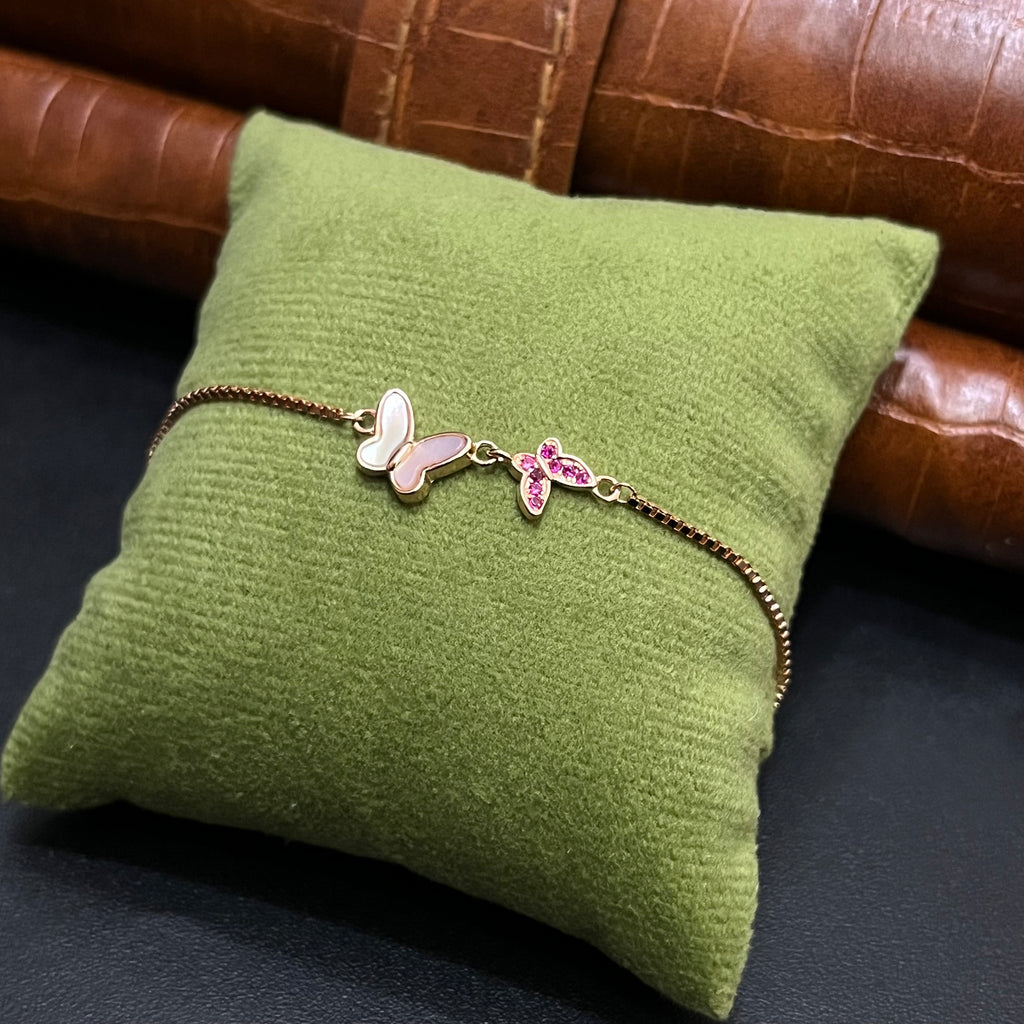 Silver Ladies Bracelet Butterfly Vine Elegance Pink Rose Gold 925