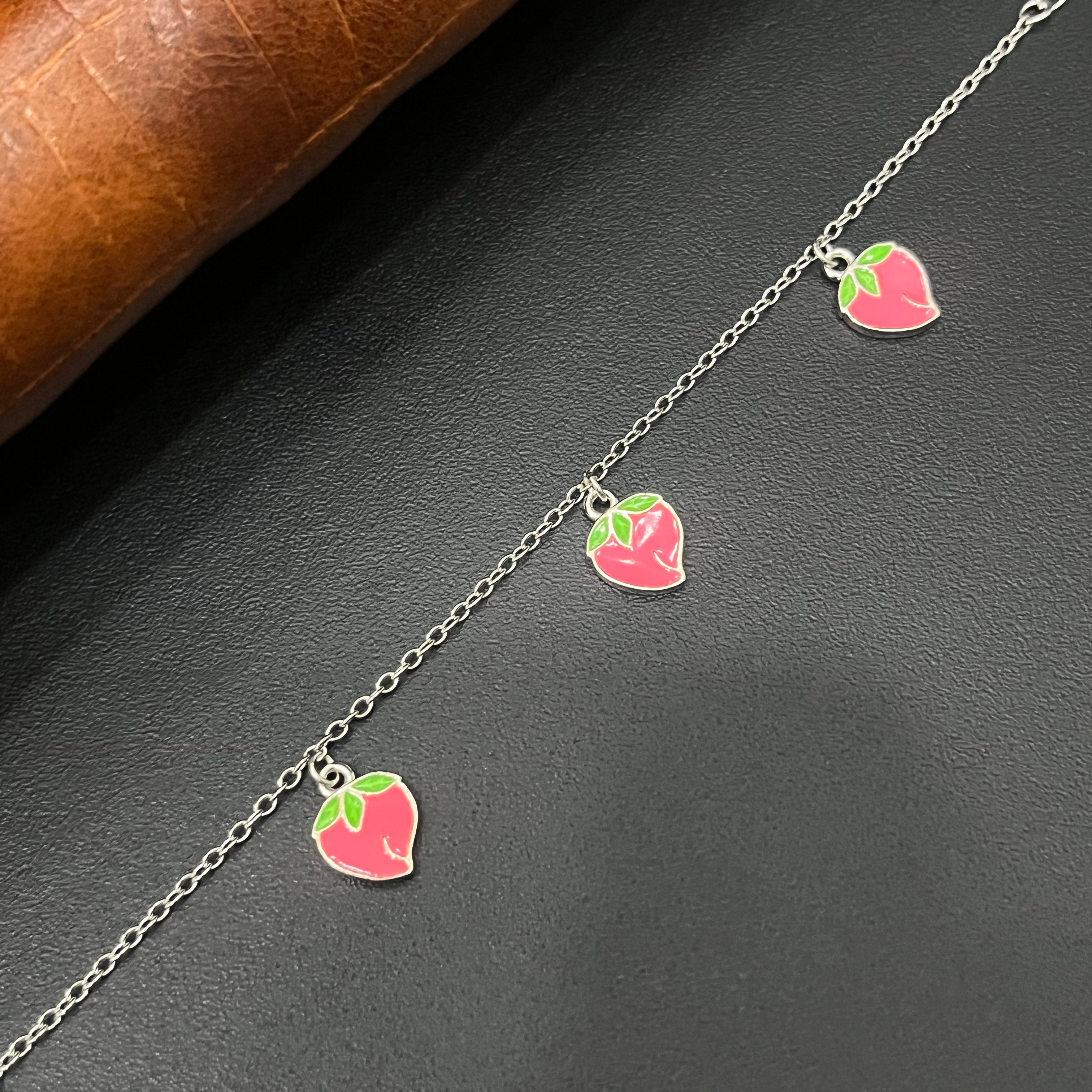 Silver Baby Bracelet Strawberry Charms