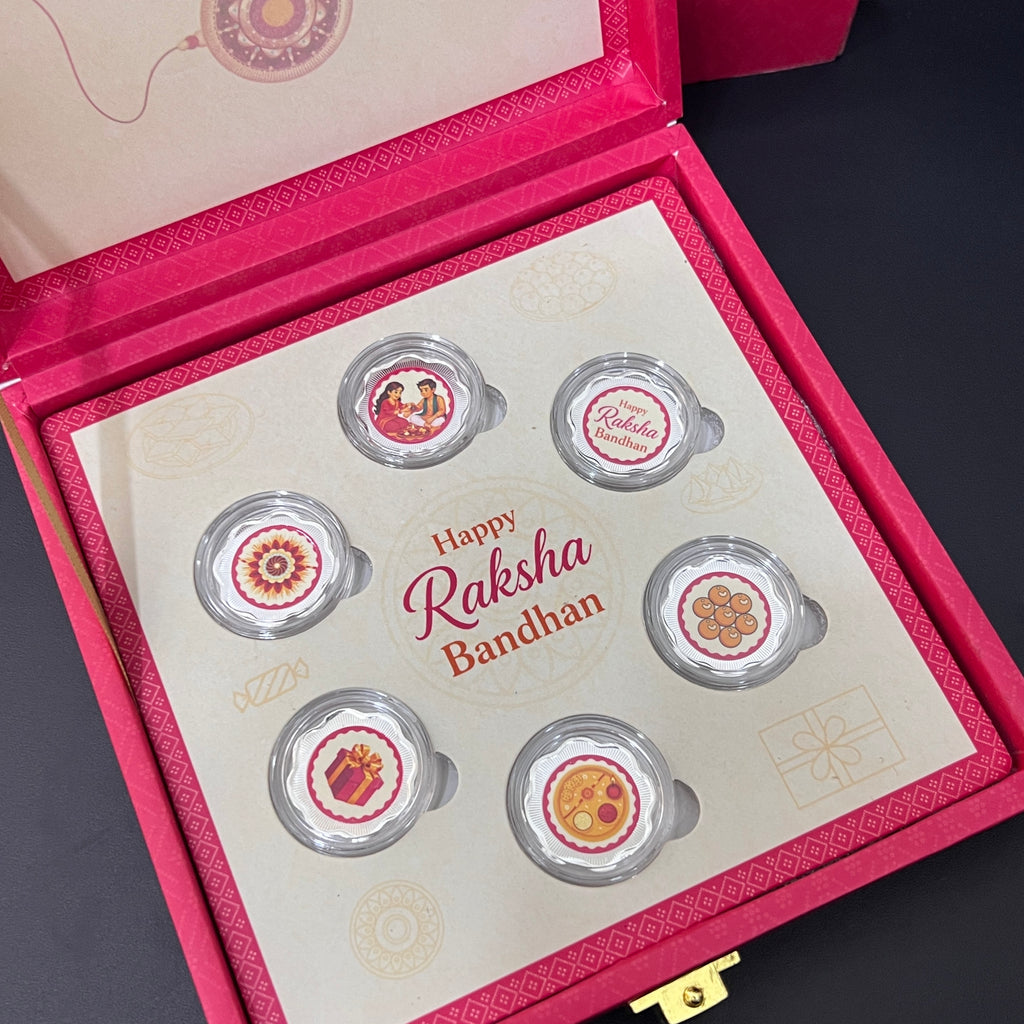 Silver Raksh Bandhan Gift Box 6grams Coin Set 999