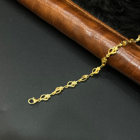 Silver Ladies Bracelet Gold Finished Leaf Finish Sleek  FR