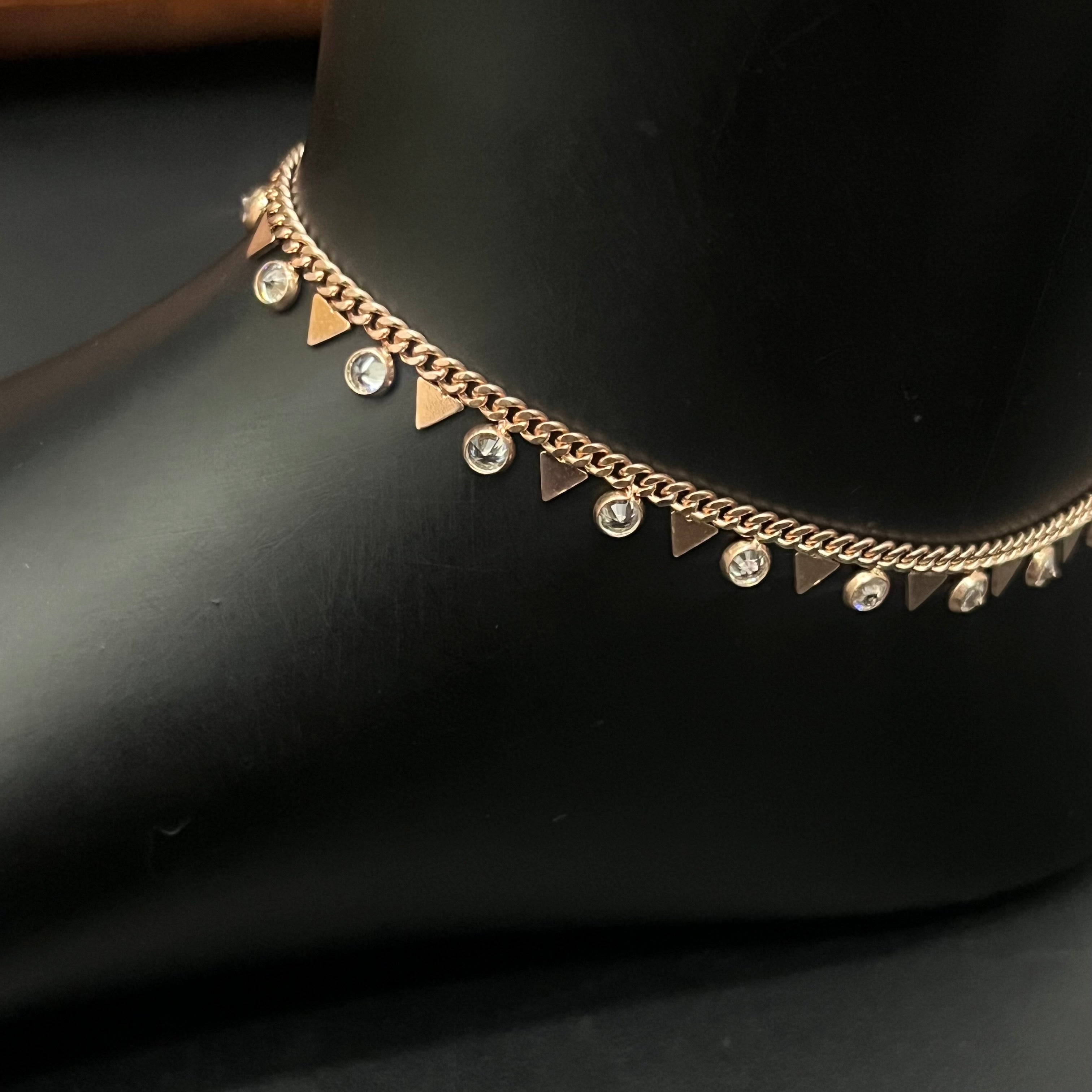 Silver Ladies Anklet Triangle & Circle