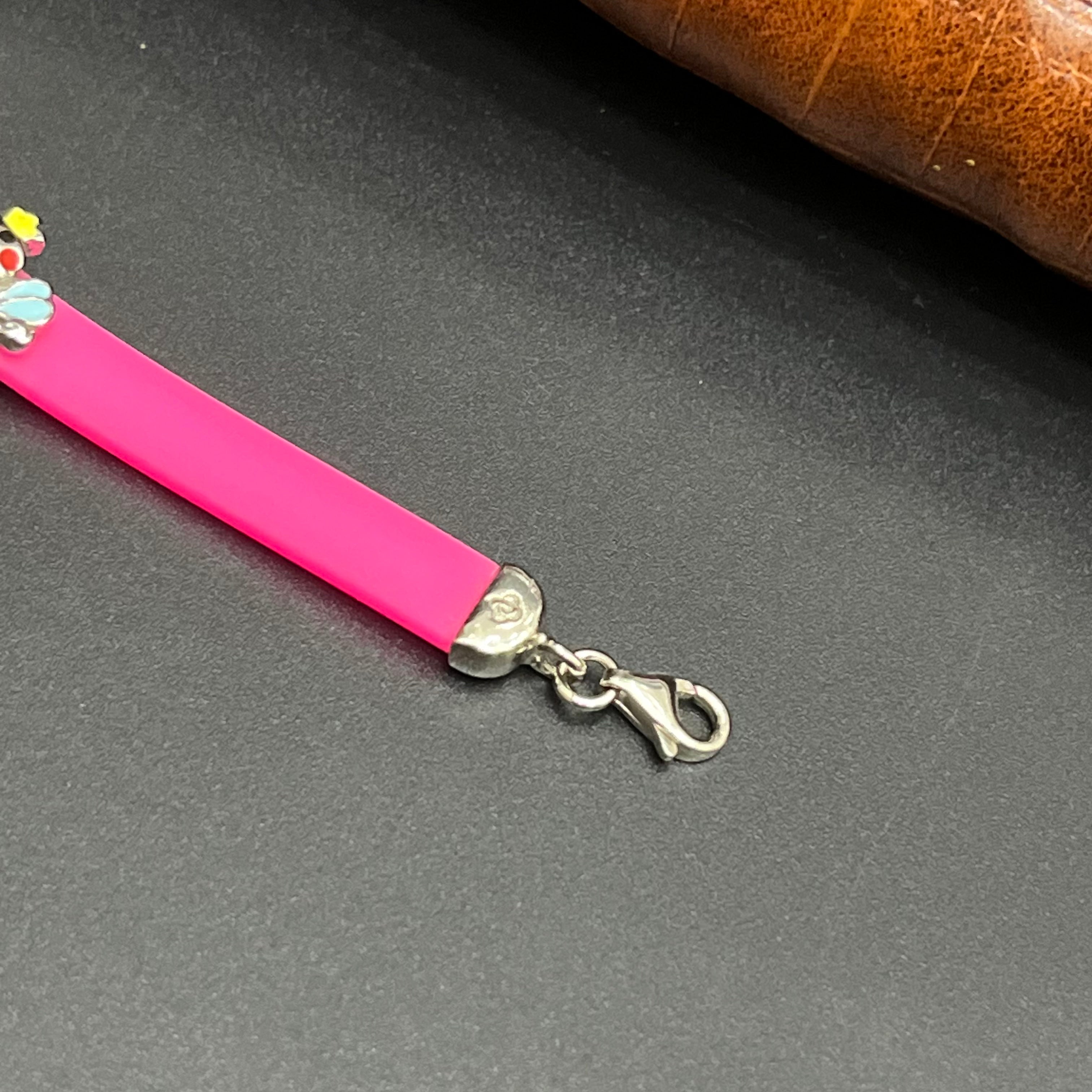 Silver Kids Bracelet Cute Characters Charms HELLO KITTY Pink Band 925