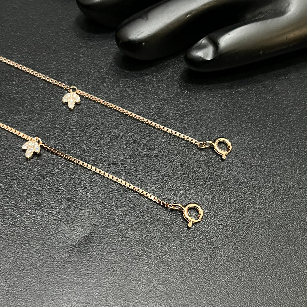Silver Ladies Anklet Pink Blossom Sparkle Rose Gold 925