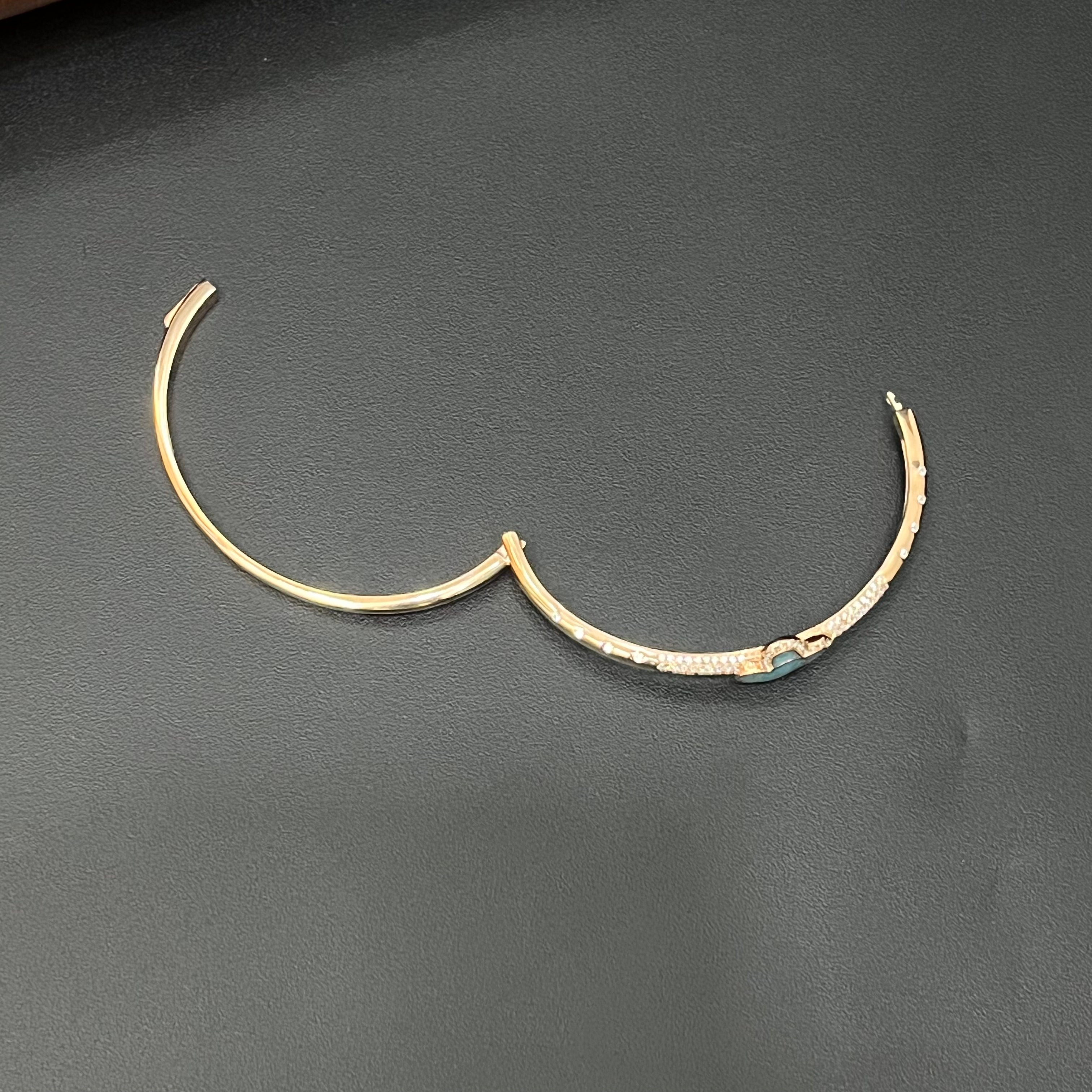 Silver Ladies Kada Heart Blue Rosegold