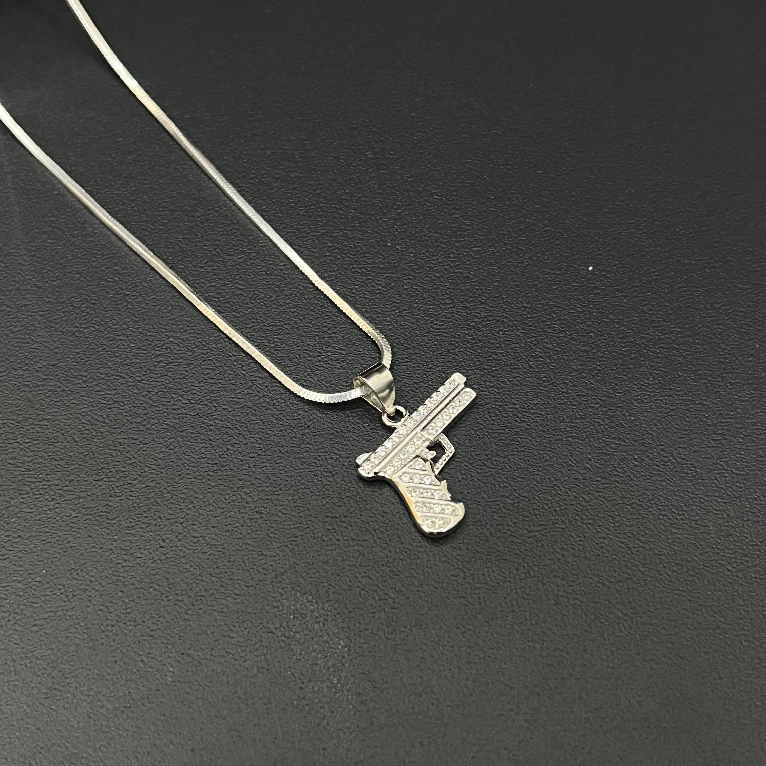 Silver Ladies Chain Gun Pendant