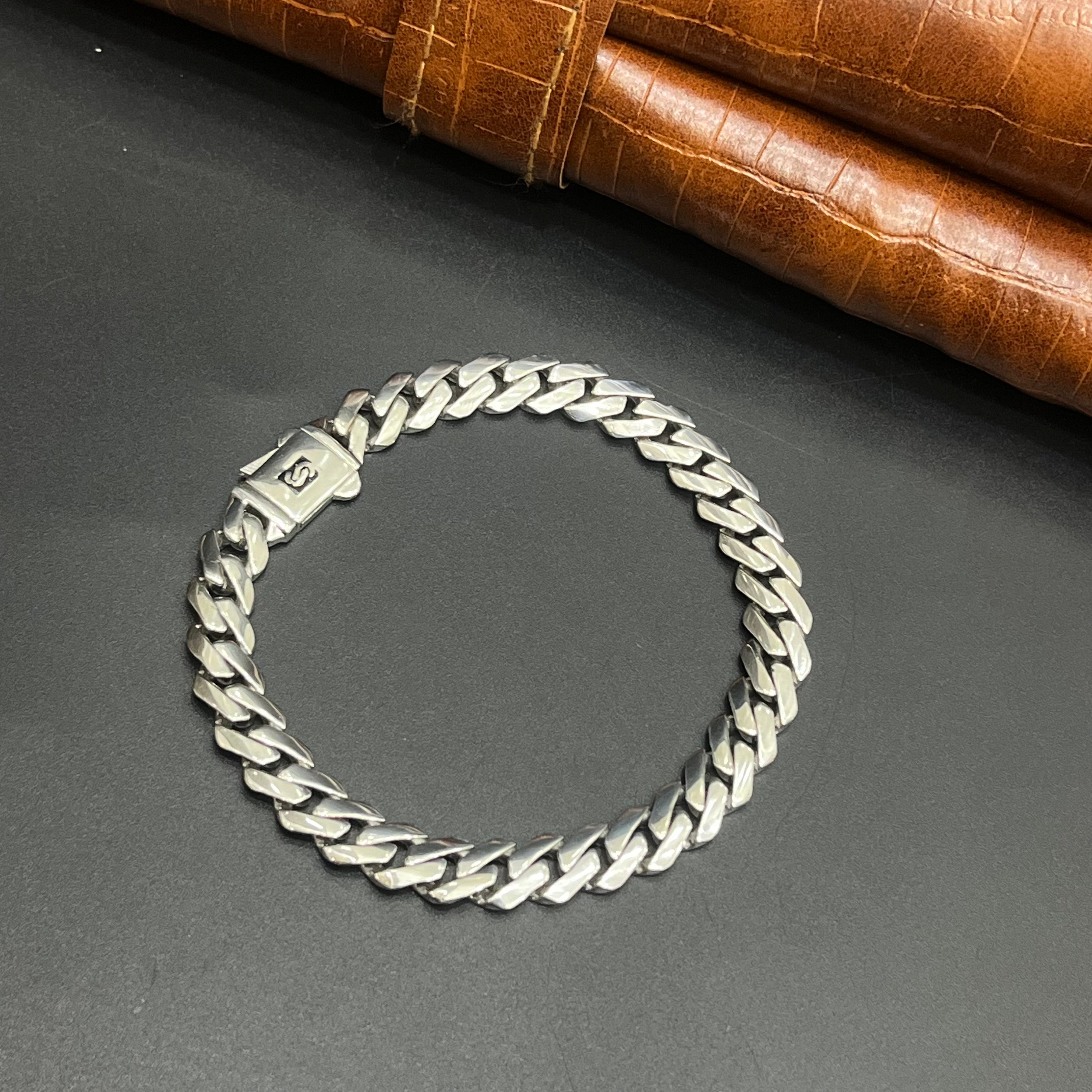 Silver Mens Bracelet Classic Cuban M01 925