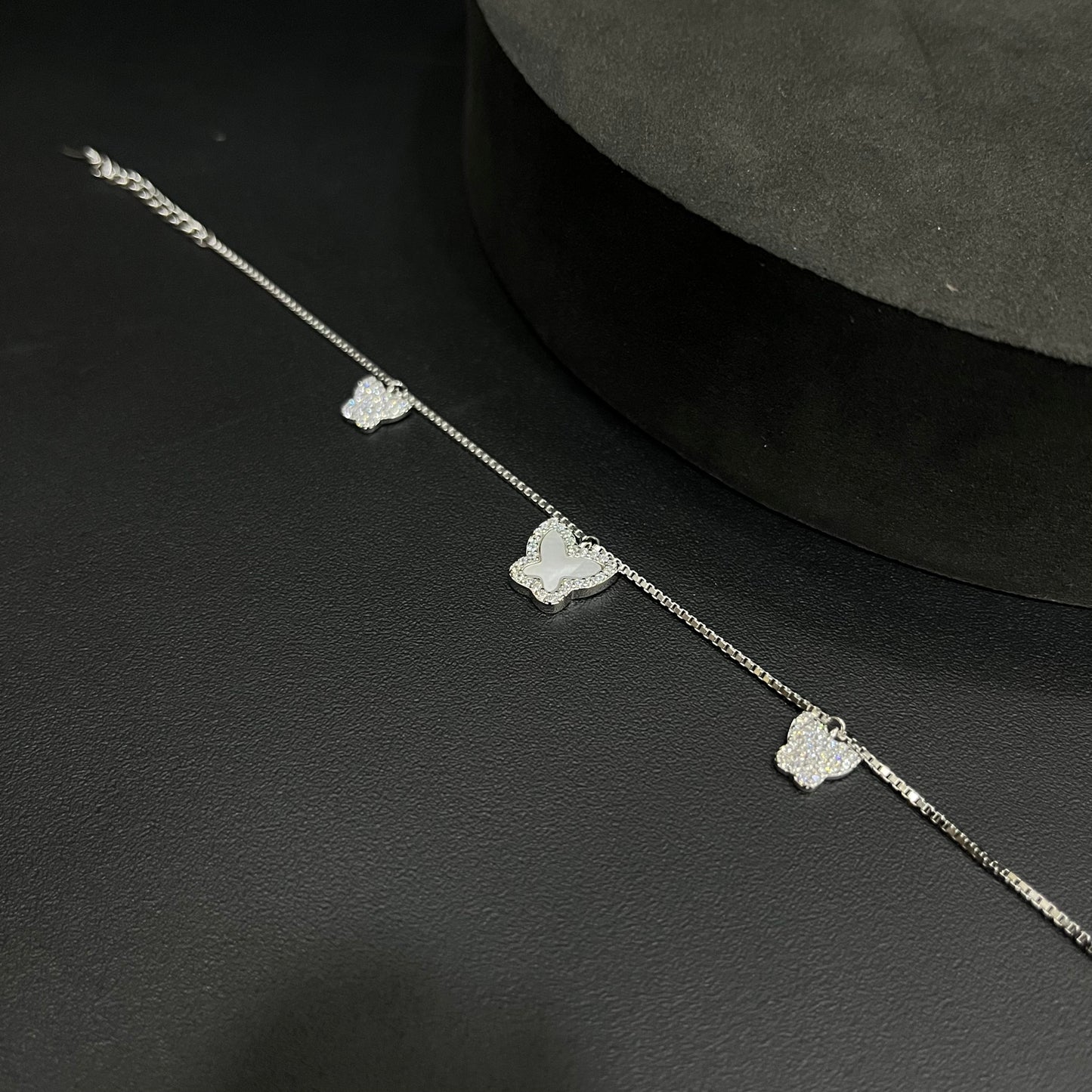 Silver Ladies Bracelet Triple Butterfly