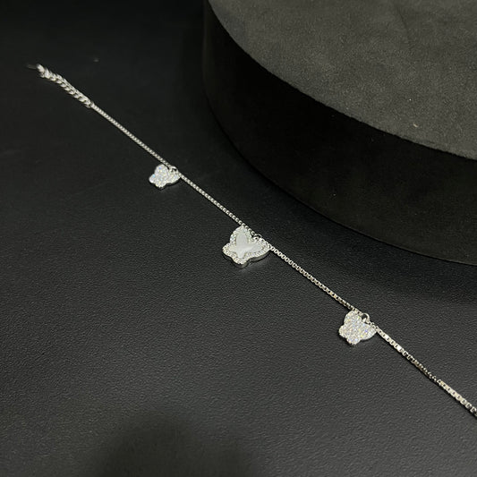 Silver Ladies Bracelet Triple Butterfly
