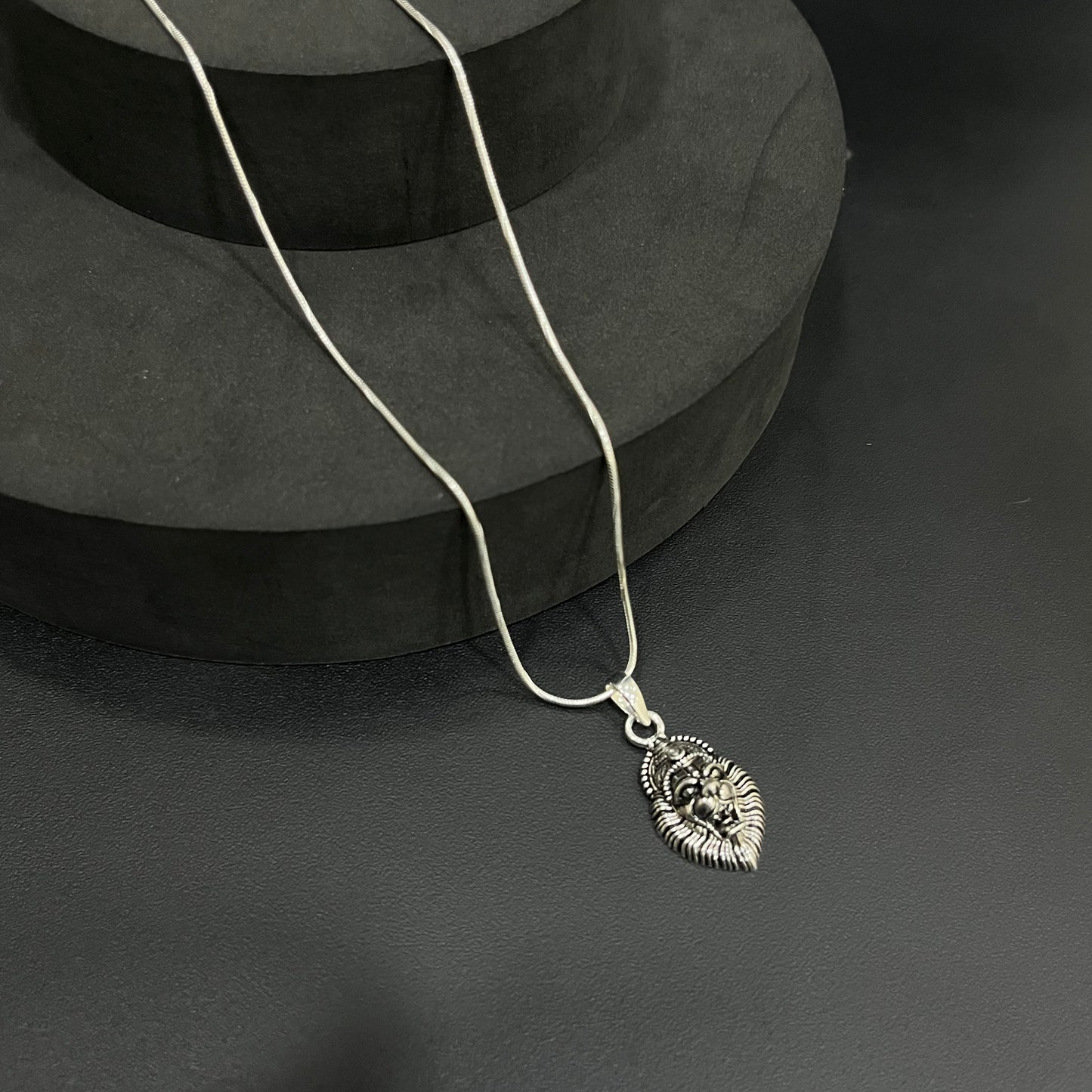 Silver Lion Pendant Antique Finished