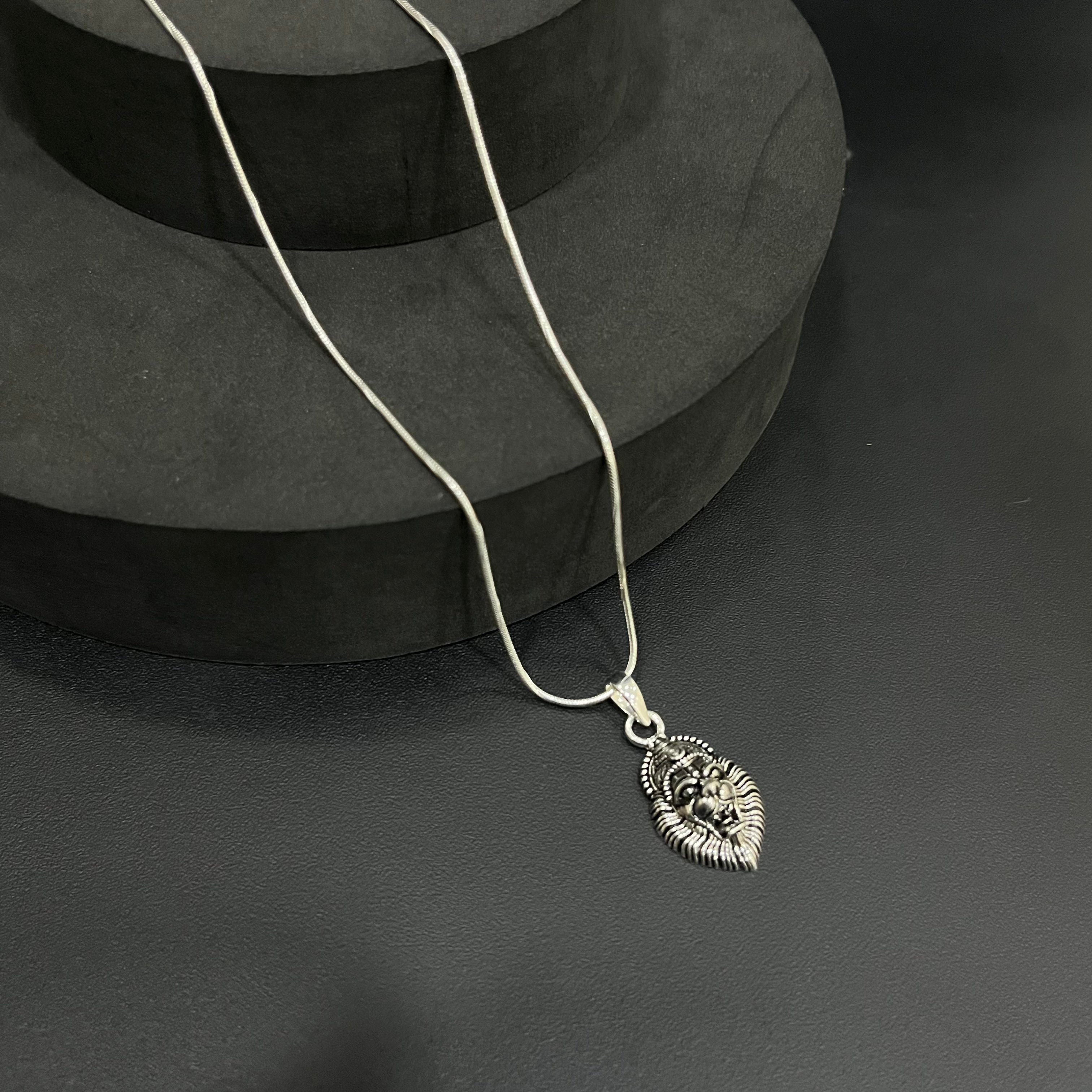 Silver Lion Pendant Antique Finished