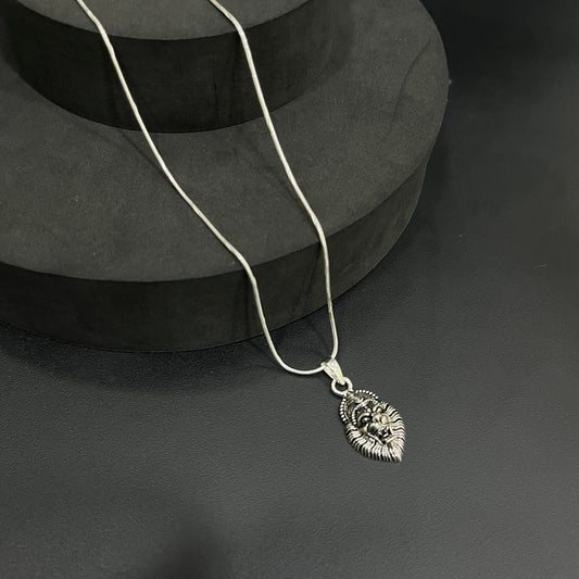 Silver Lion Pendant Antique Finished