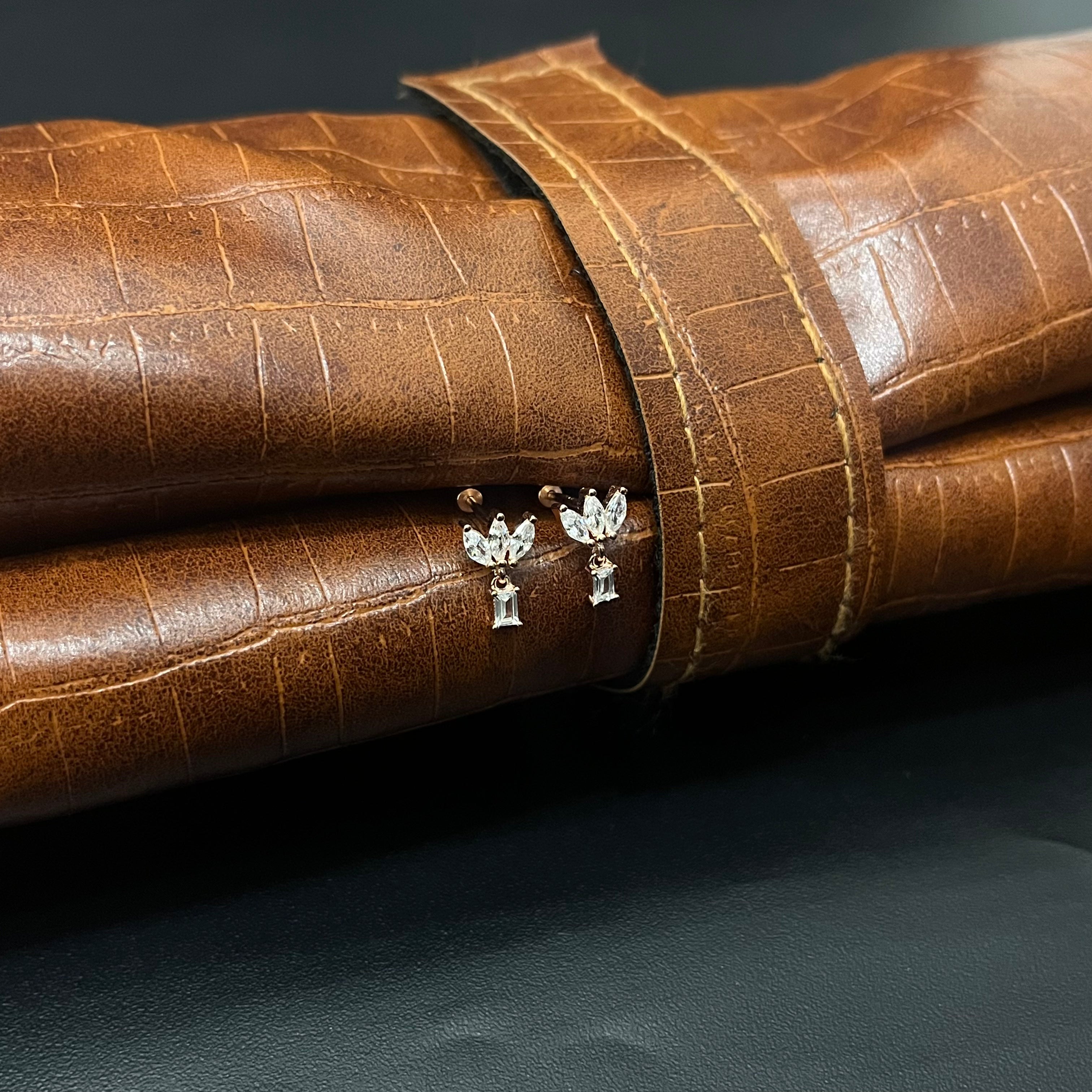 Silver Second Studs Nayanthara Drops Rosegold