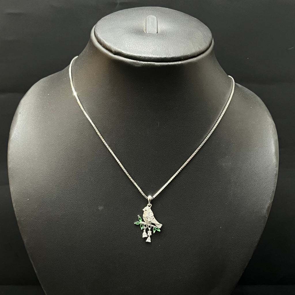 Silver Ladies Chain Bird With Branch