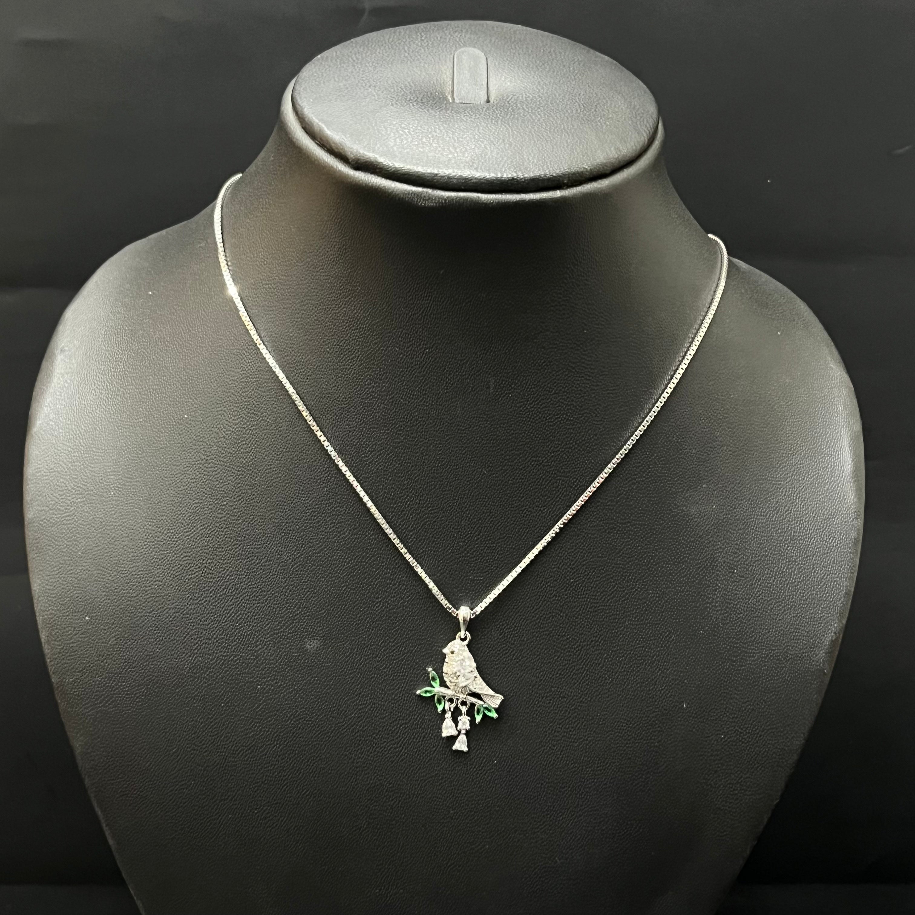 Silver Ladies Chain Bird With Branch