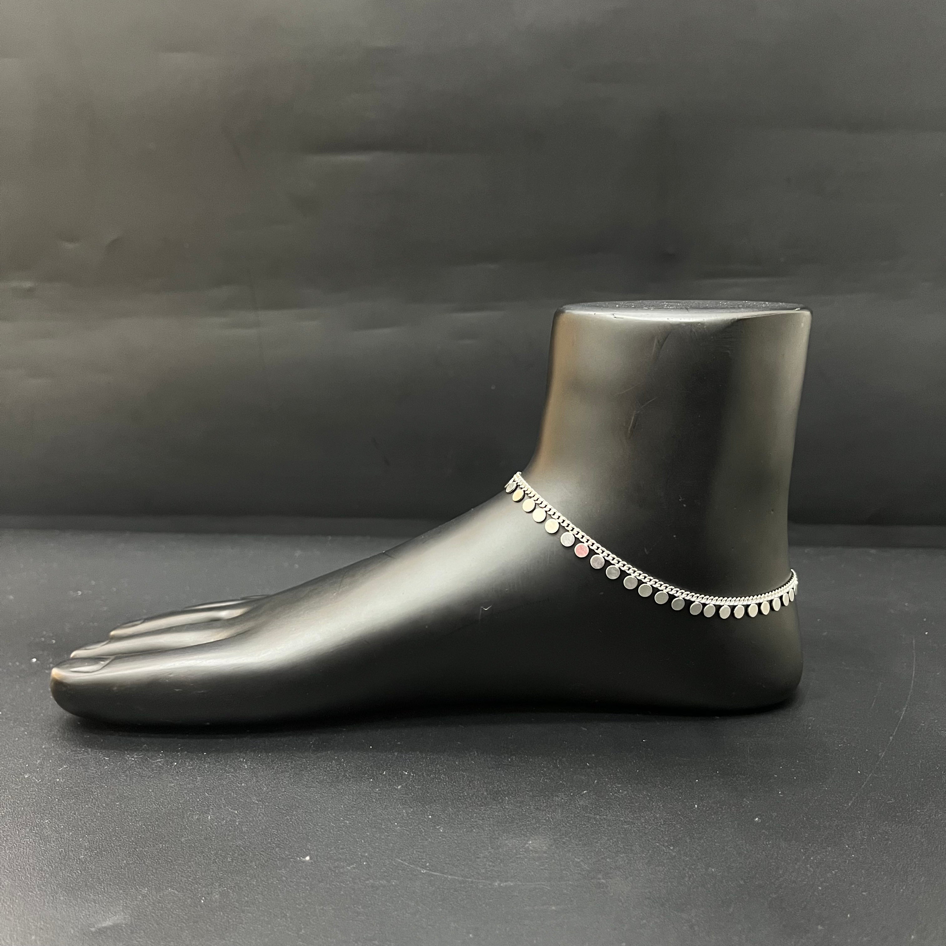 Silver Ladies Anklet Circle Charms