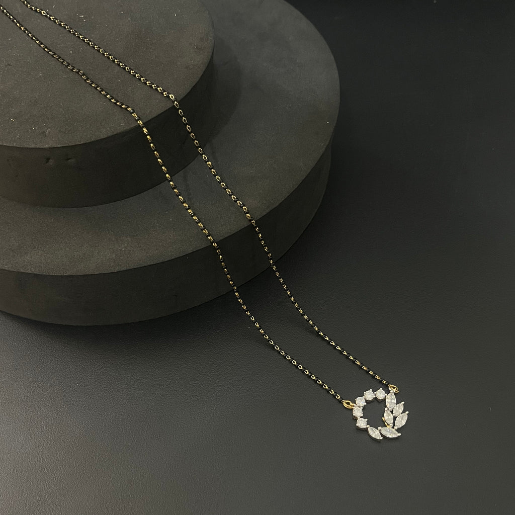 Silver Black Beads Chain Gold Finished